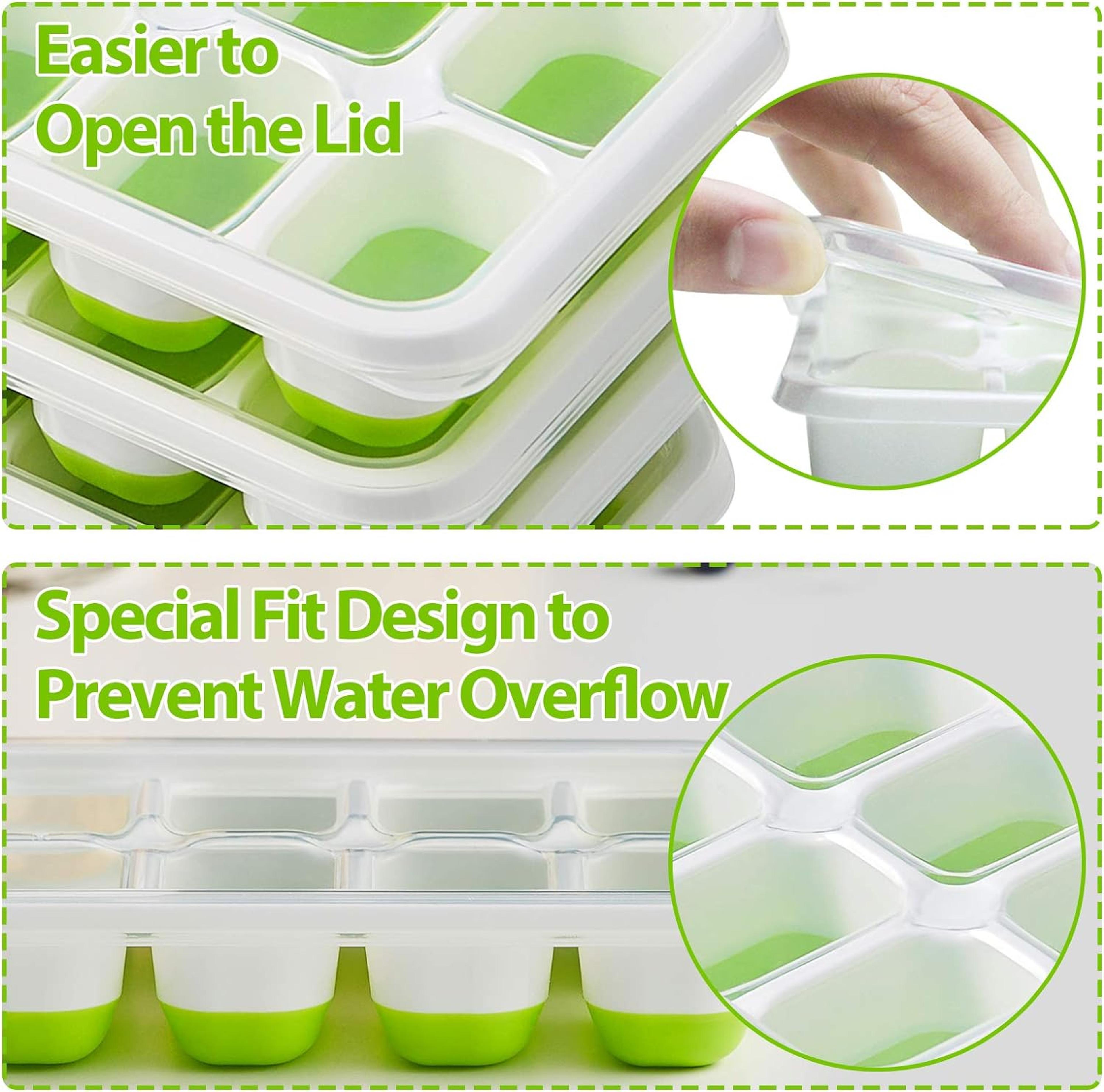 Easy Release Silicone Ice Cube Tray With Lid Stackable Freezer Mold 4