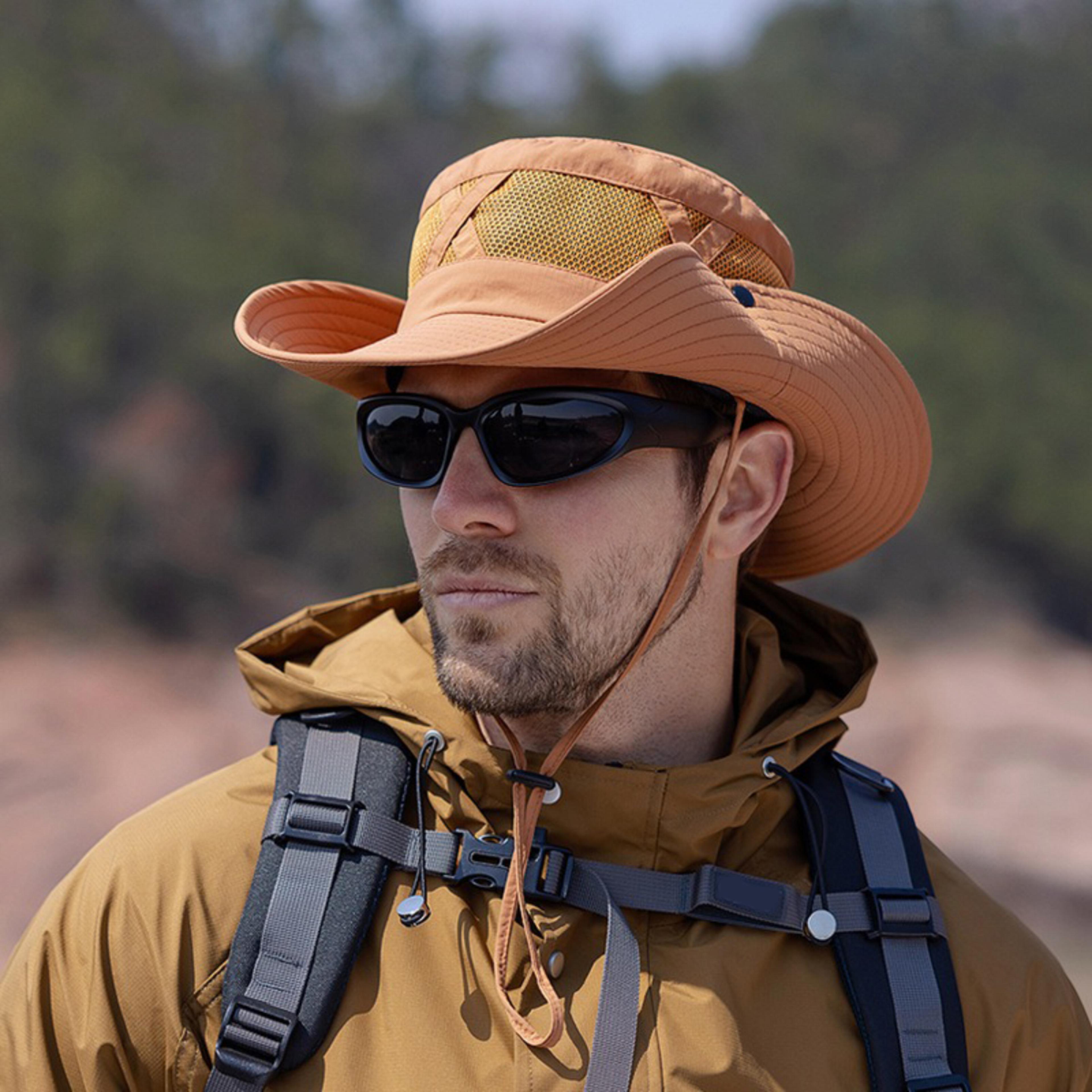 Hollow Bucket Hat For Men Breathable Foldable Fishing And Hiking Sun Cap 4
