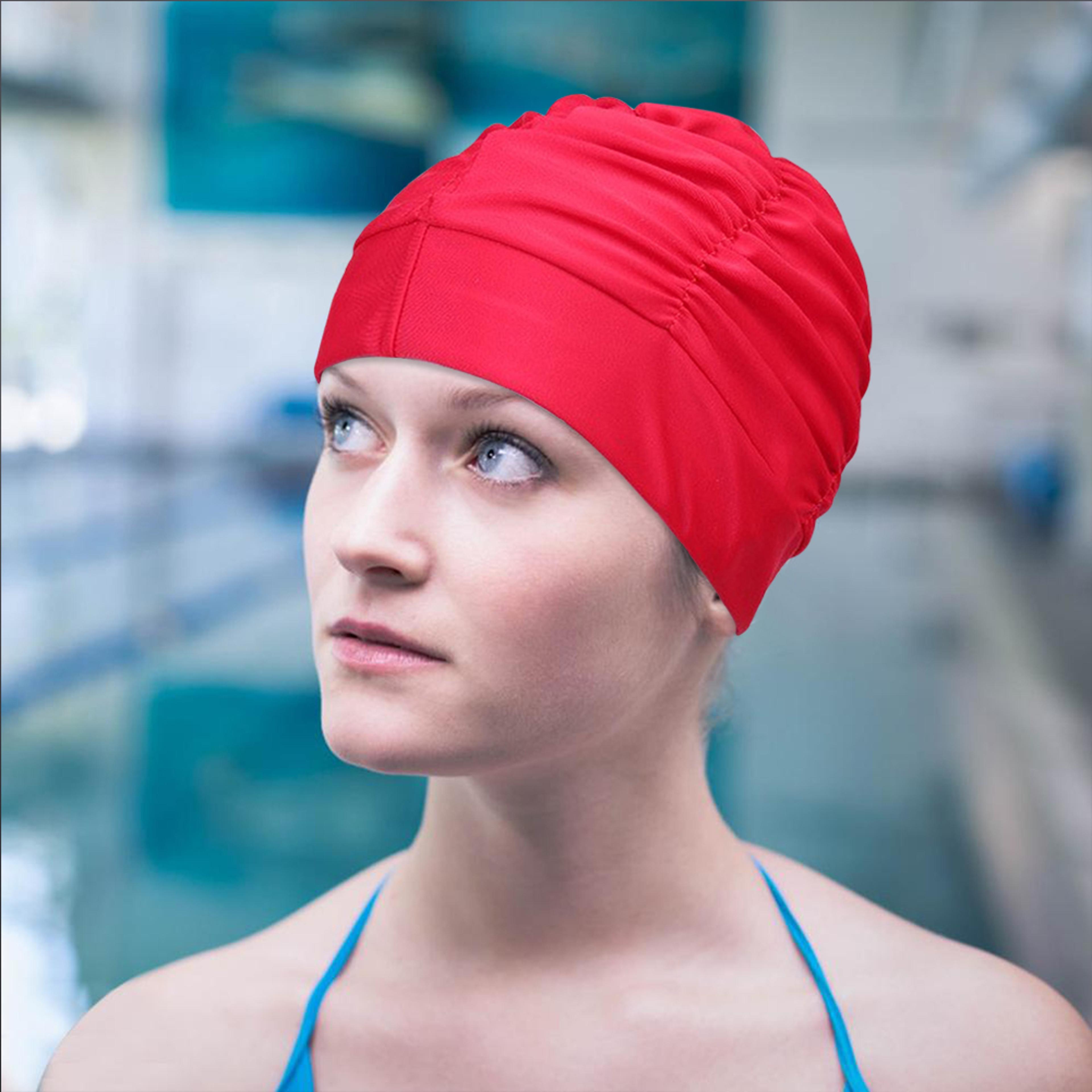 Womens Polyester Swim Cap For Long Hair With Ear Coverage 2