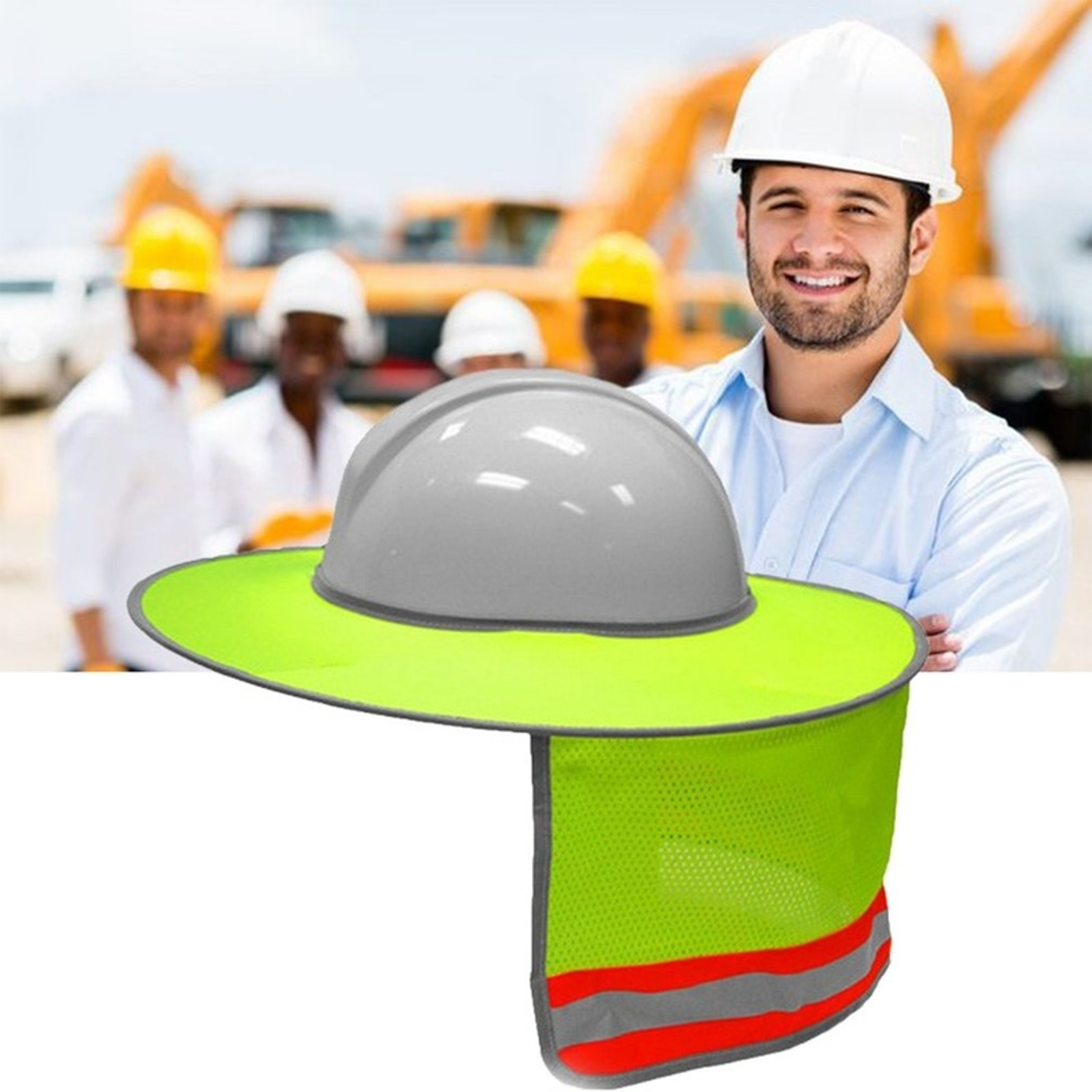 reflective hard hat sun shade neck shield for construction sun protection