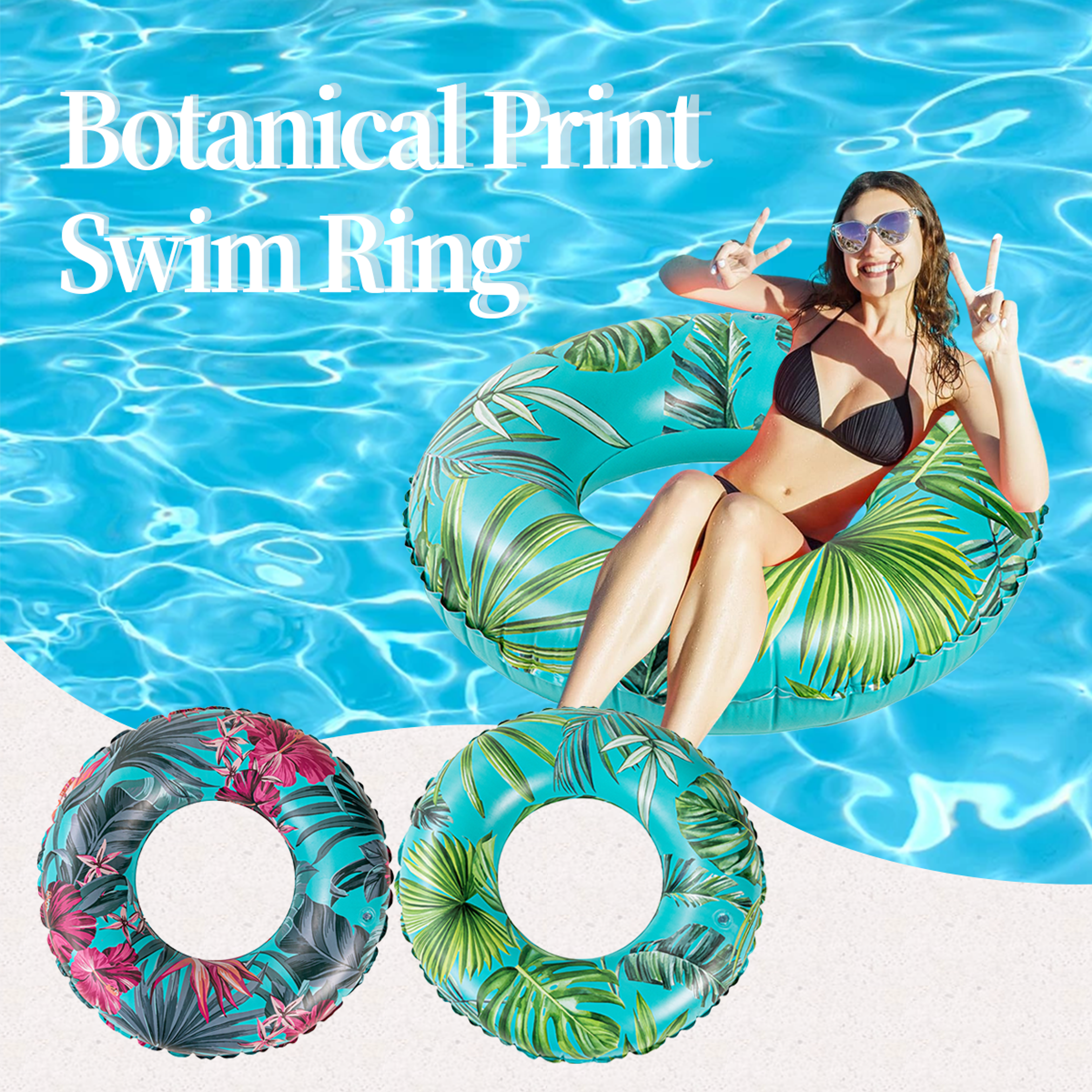 botanical leaf inflatable swim ring durable vinyl pool float for summer lounging