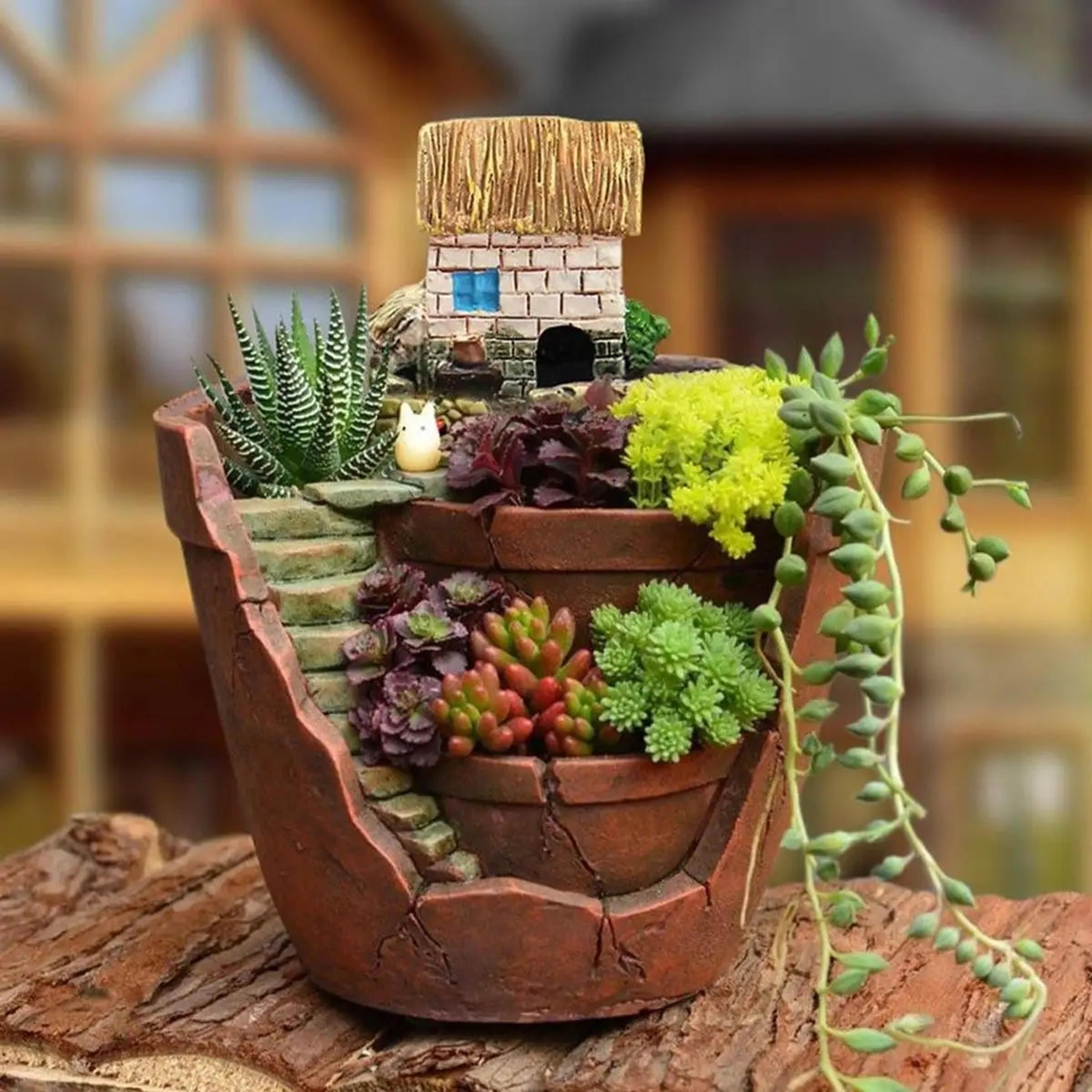creative nordic round succulent flower pot: mini cartoon resin planter for lazy succulent plants