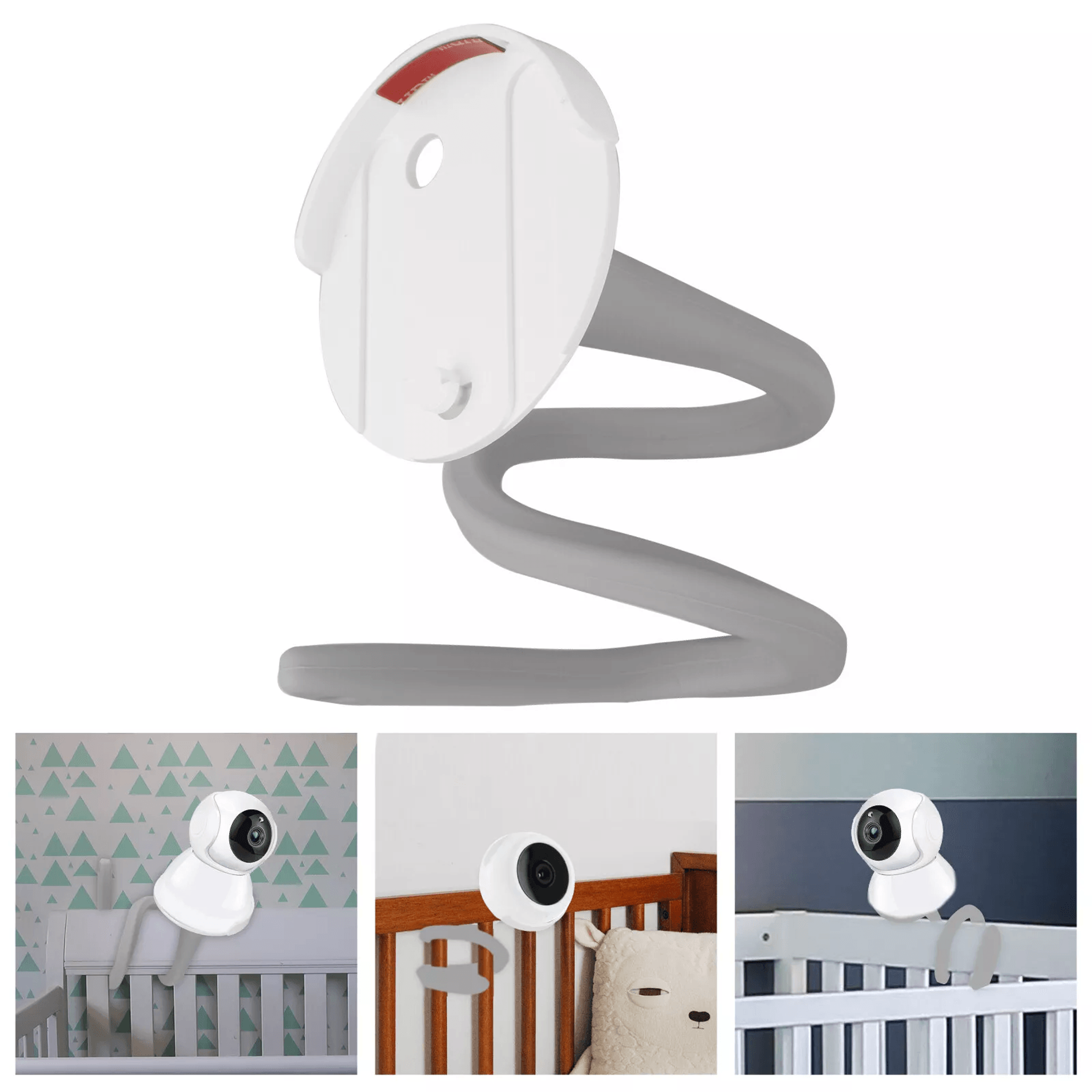 flexible mount for infant optics dxr-8 and dxr-8 pro adjustable baby monitor holder stand for crib, bed, shelf, or wall