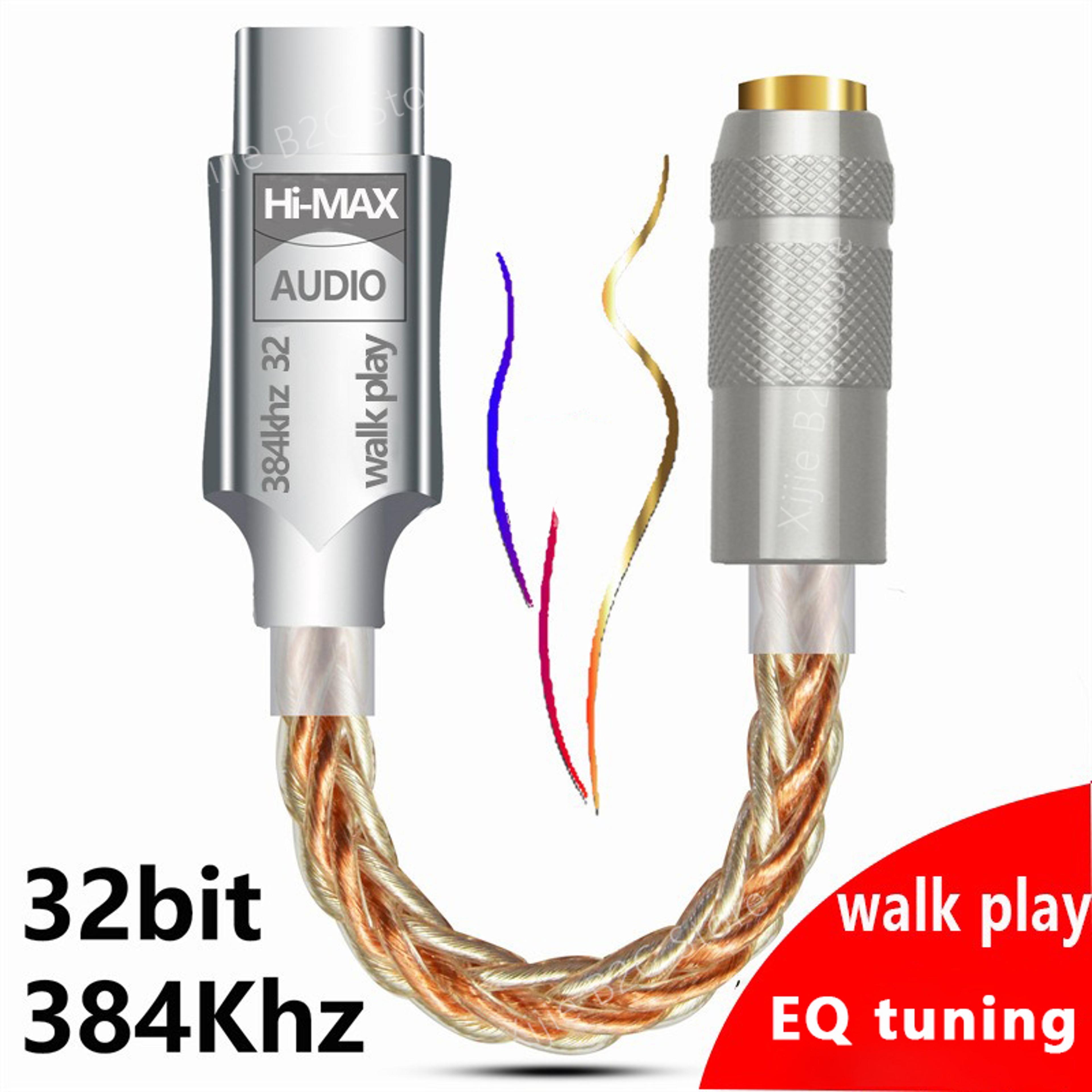type c to 3.5mm hifi dac adapter cb1200au chip audio decoder,32bit/384khz hi res sound,supports eq tuning