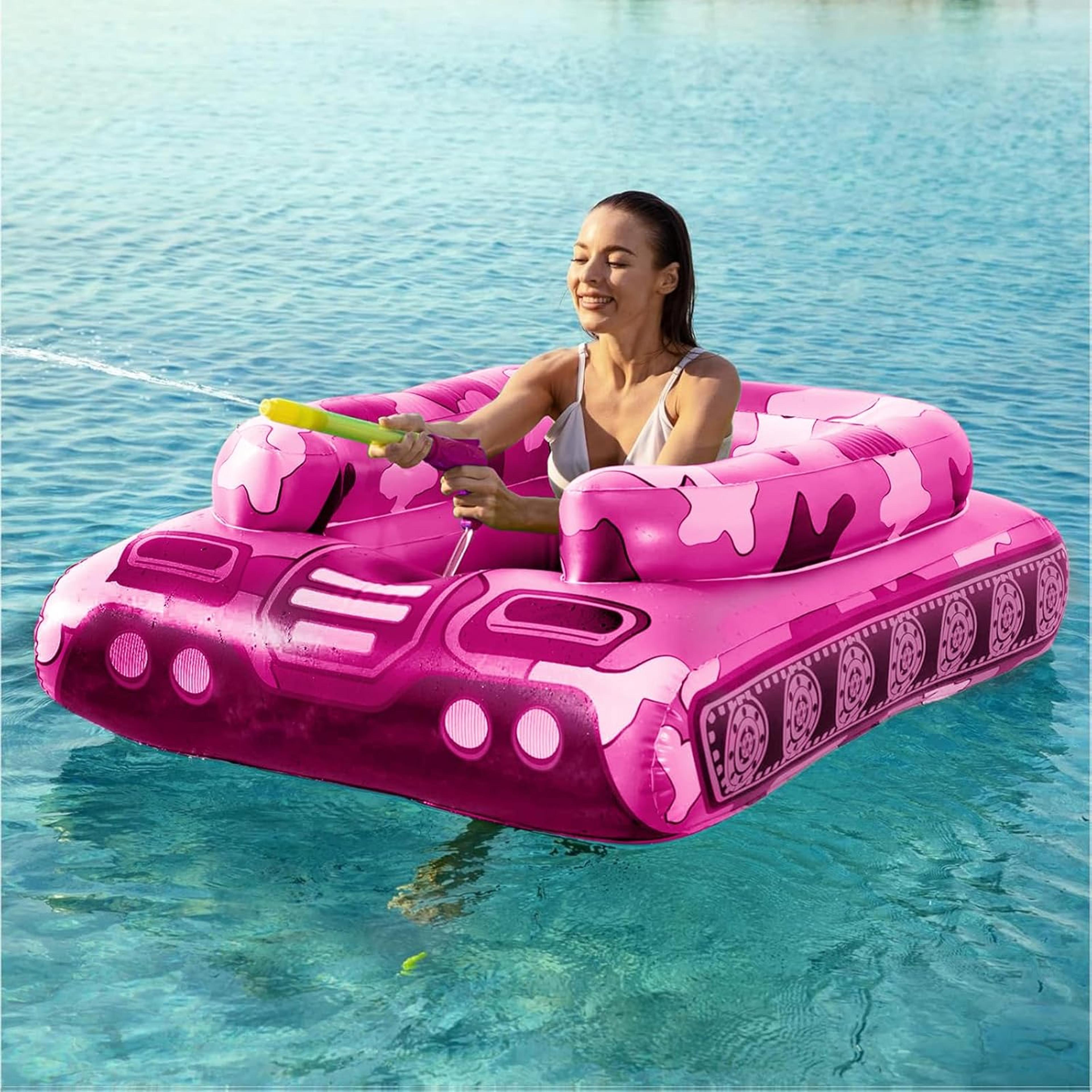 inflatable tank pool float with water cannon large swim raft water toy for kids & adults1