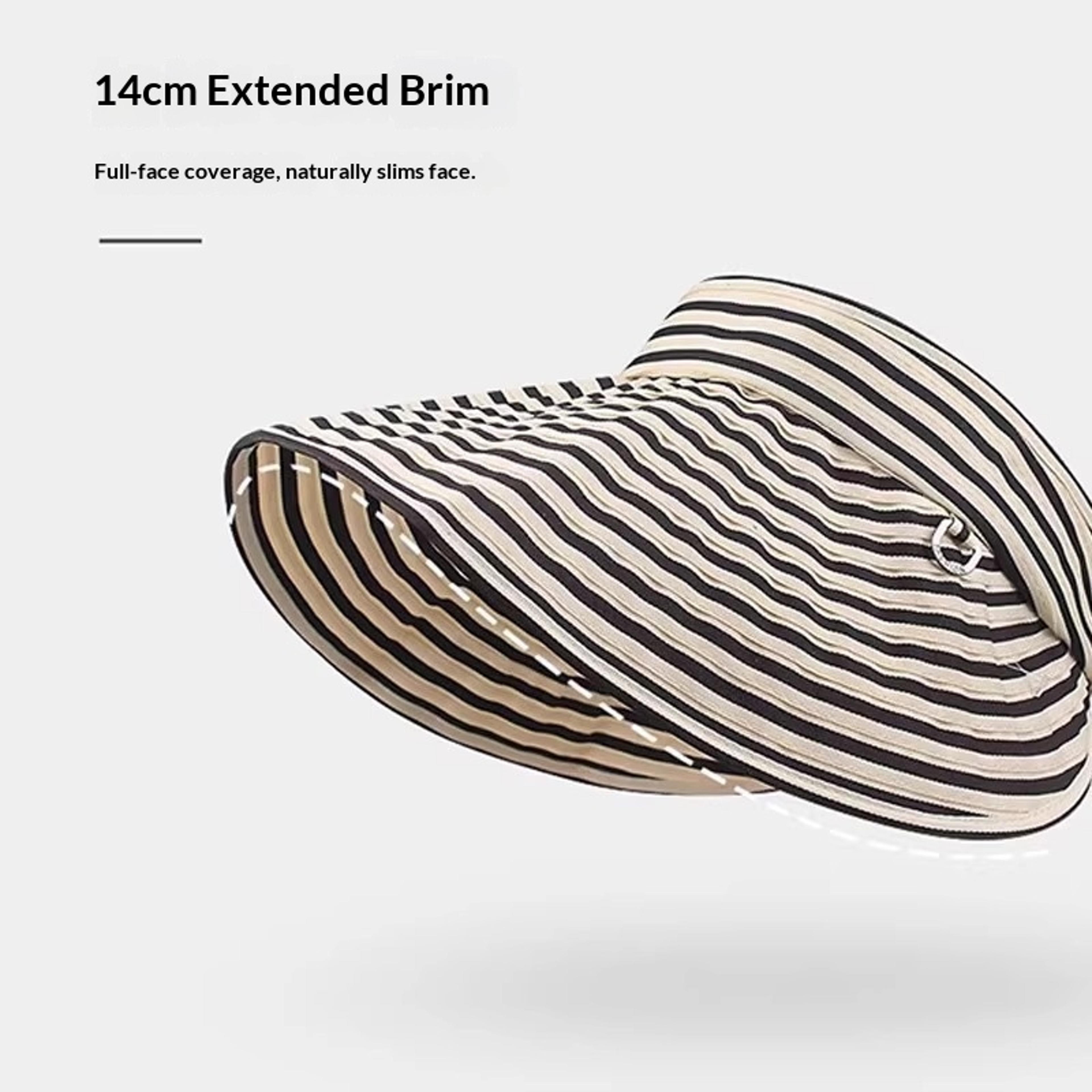 Foldable Wide Brim Sun Visor Hat For Women With UV Protection And Striped Headband 3