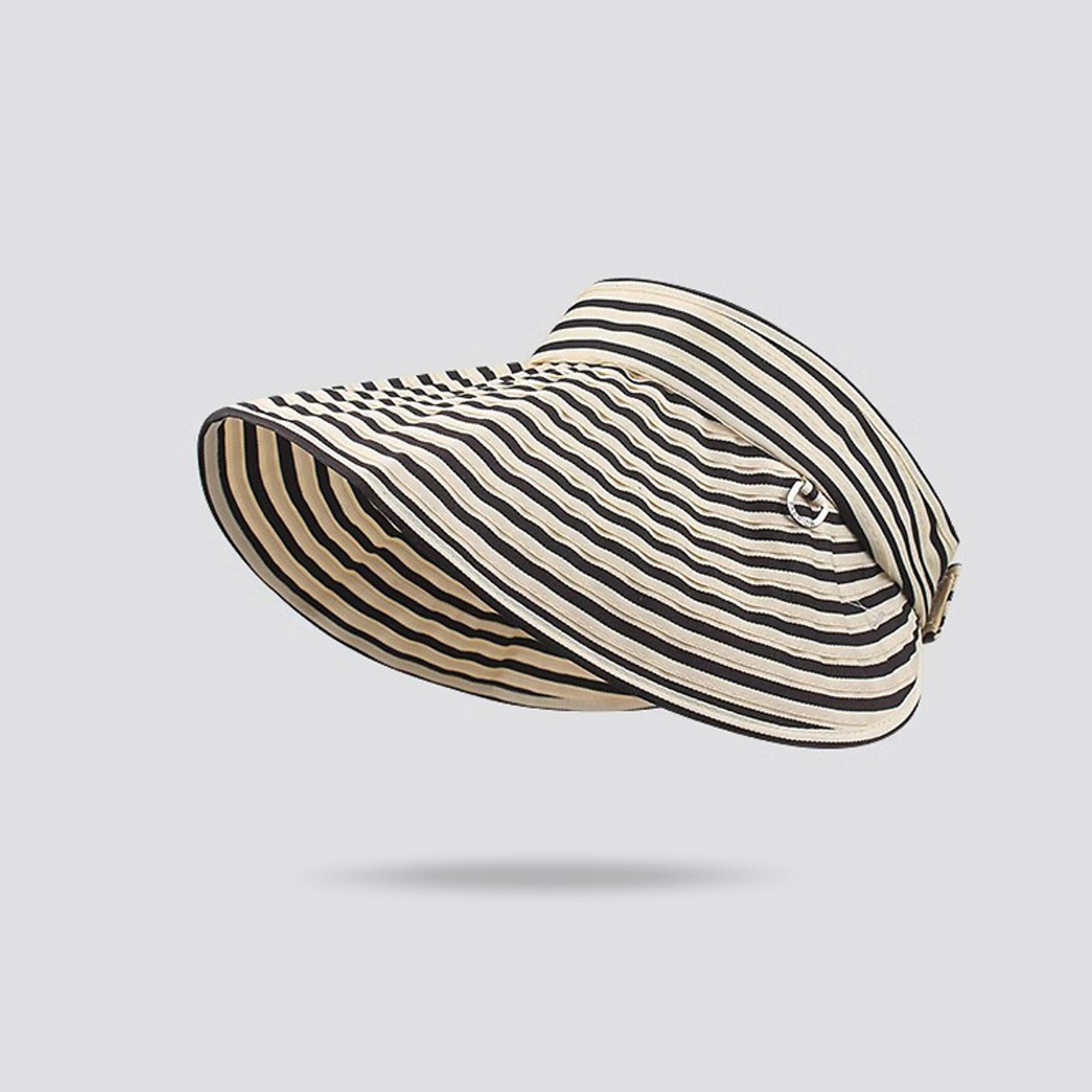 Foldable Wide Brim Sun Visor Hat For Women With UV Protection And Striped Headband 1