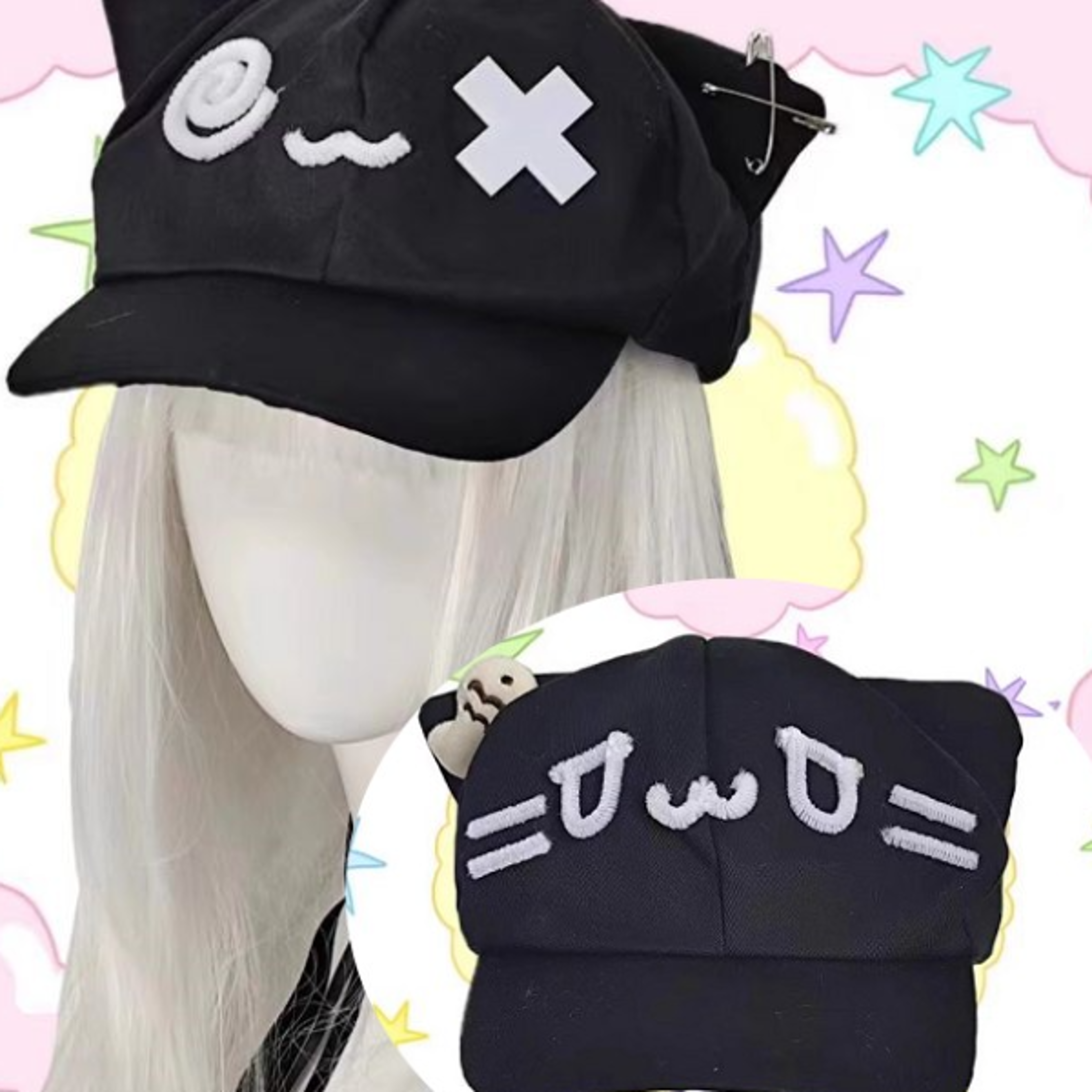 cat ear harajuku fluffy beret baseball cap for women cute kawaii aesthetic hat