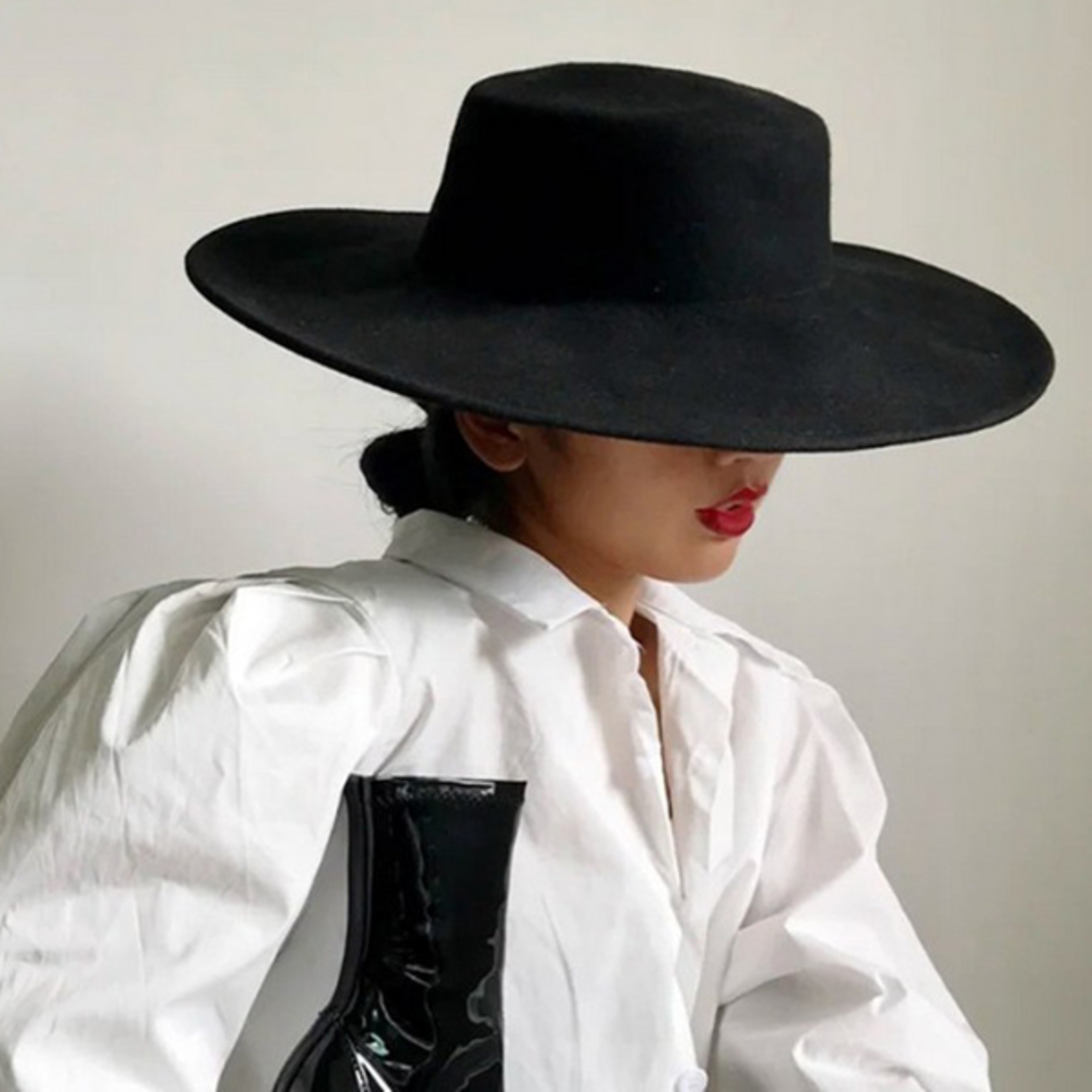 elegant wide brim fedora hat for women wool felt flat top winter & wedding hat
