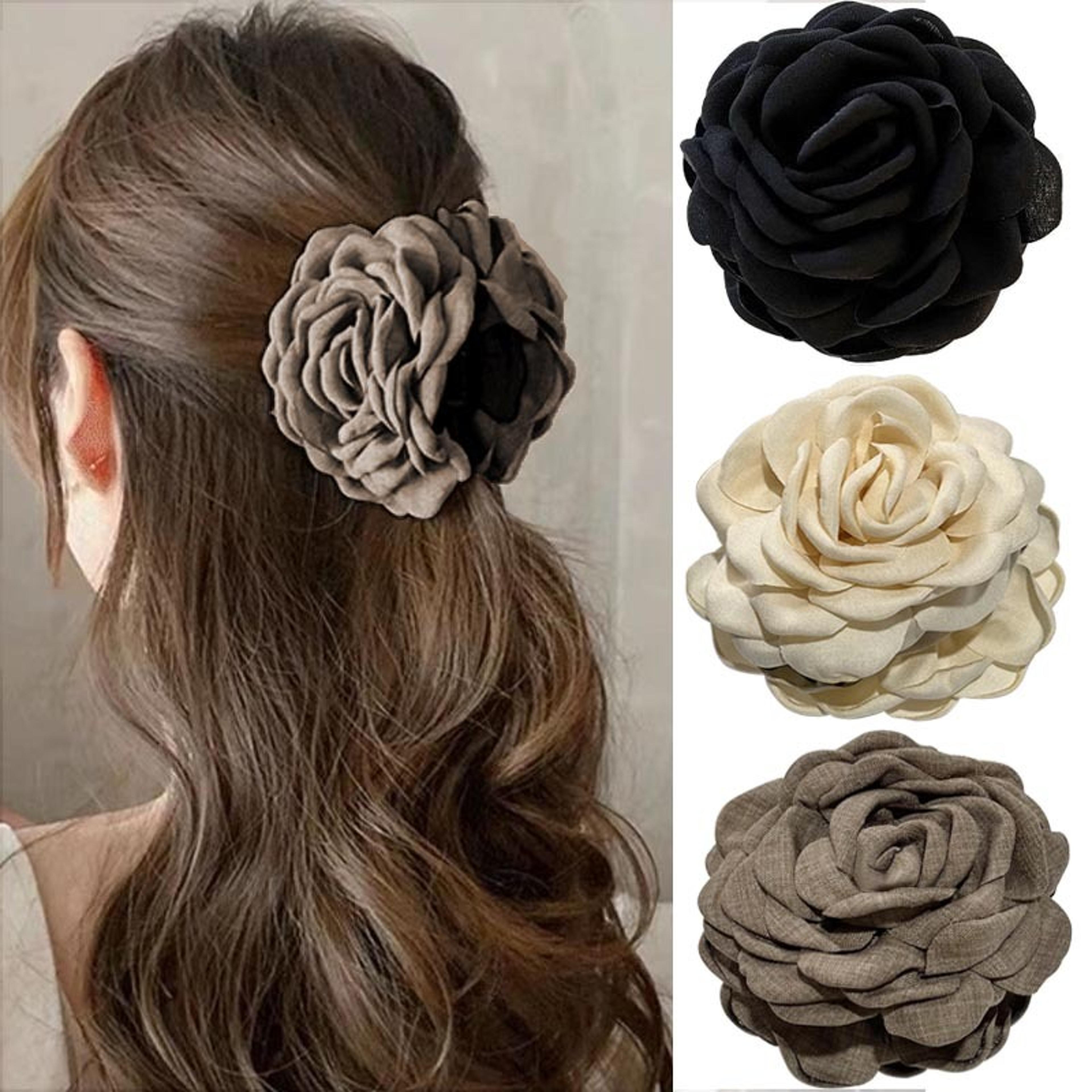 elegant rose hair claw clip fabric floral hair clip for women and girls