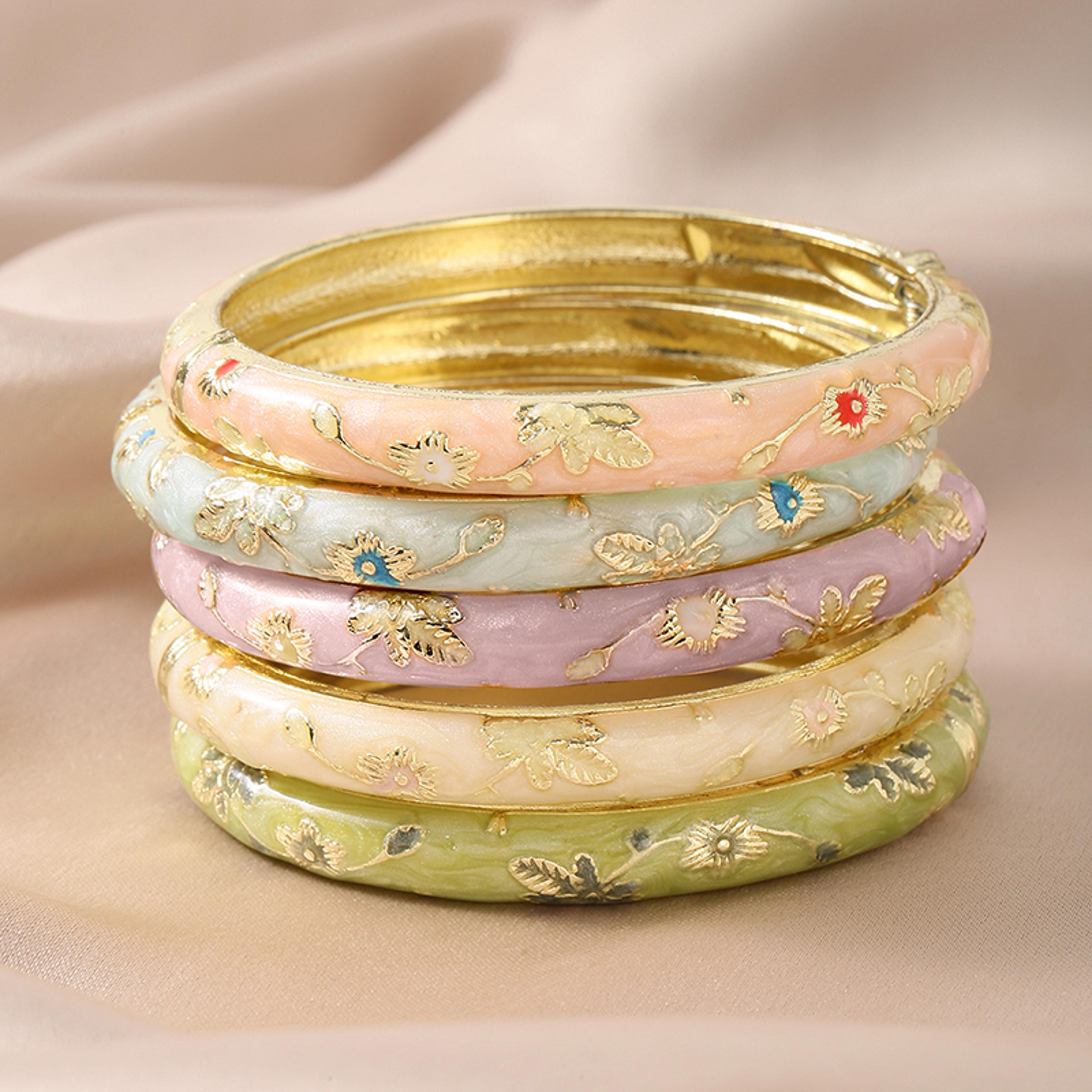 vintage enamel bangles set floral bohemian bangles for women
