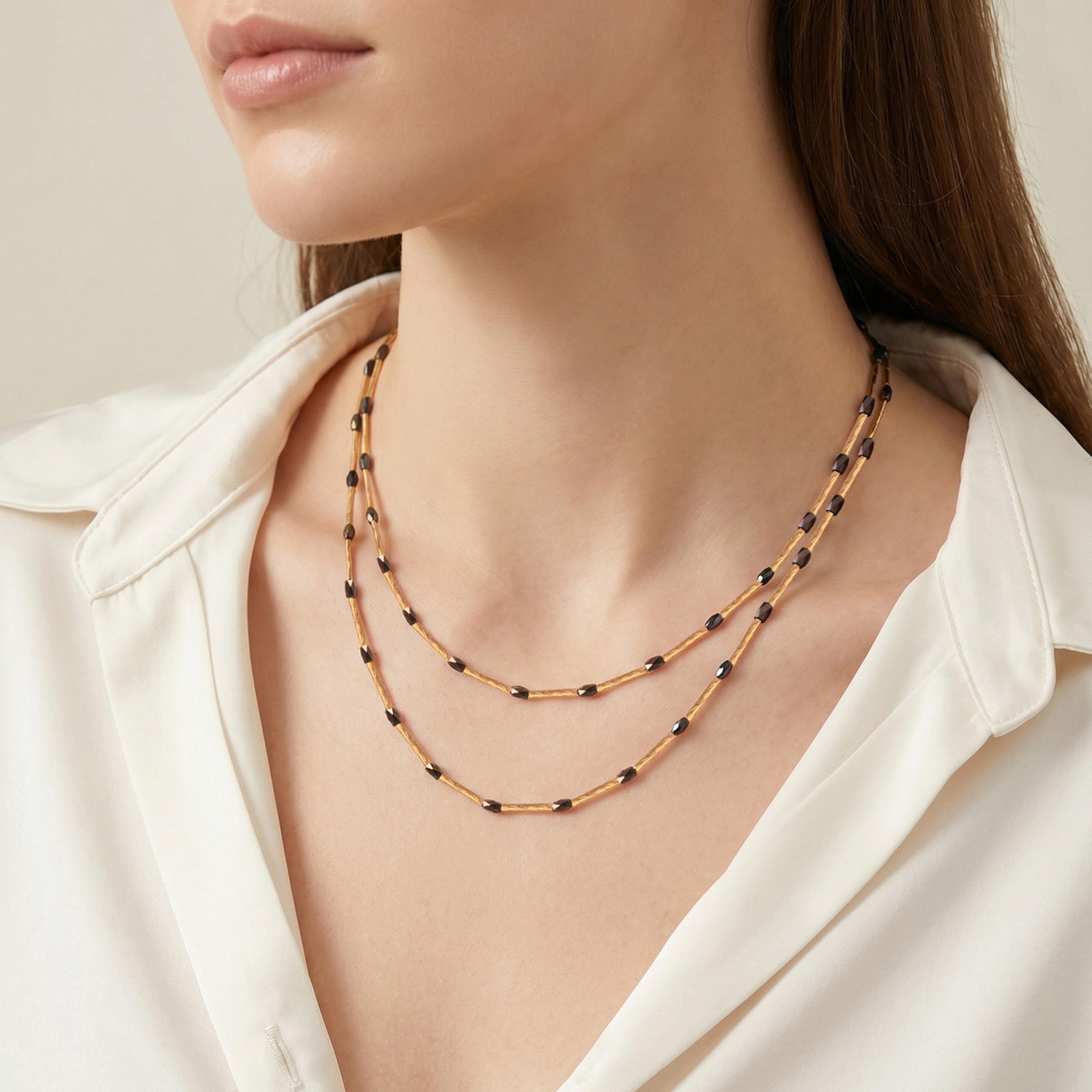 blue crystal layered statement necklace for women long sweater chain