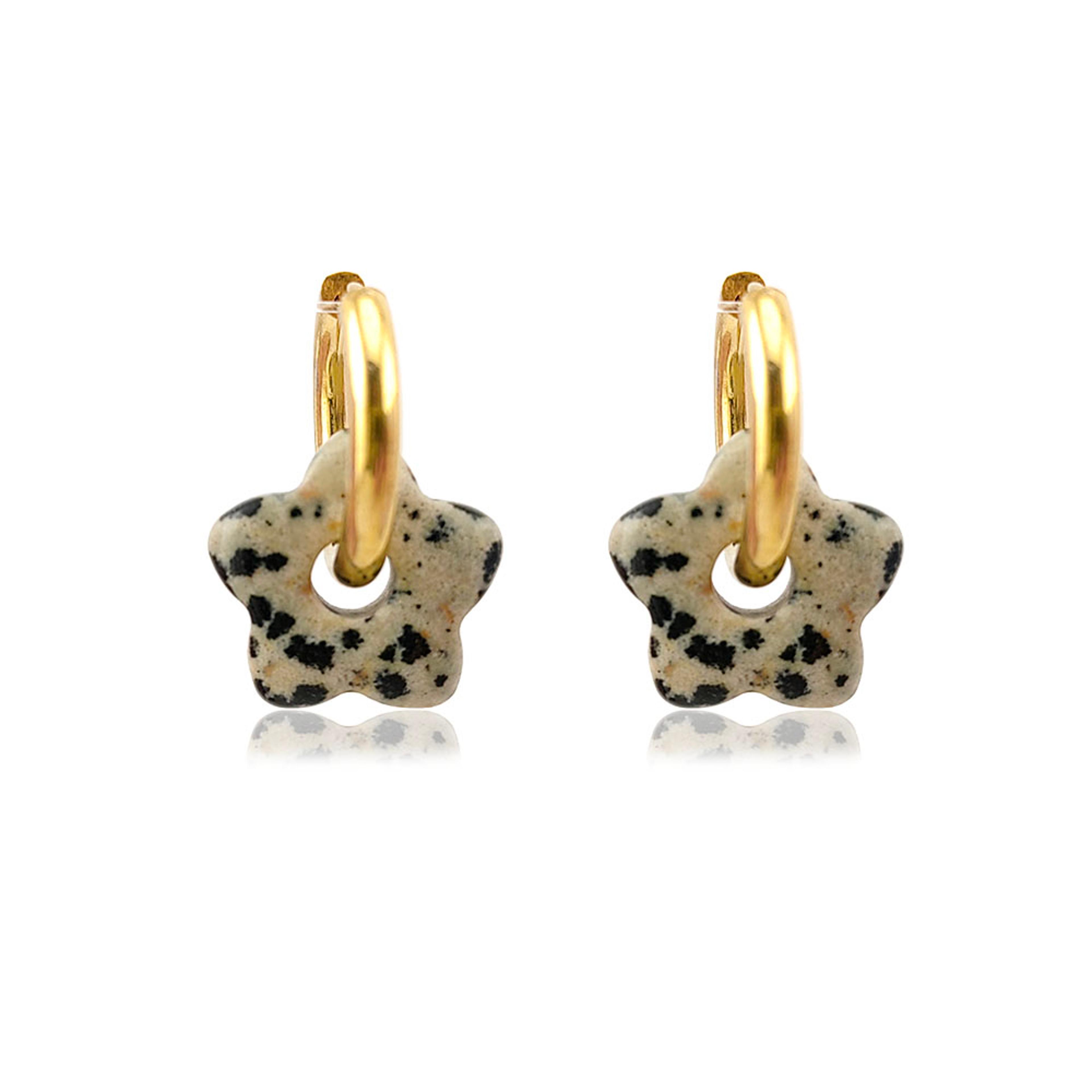 gold natural stone hoop earrings for women waterproof stainless steel green stone hoops