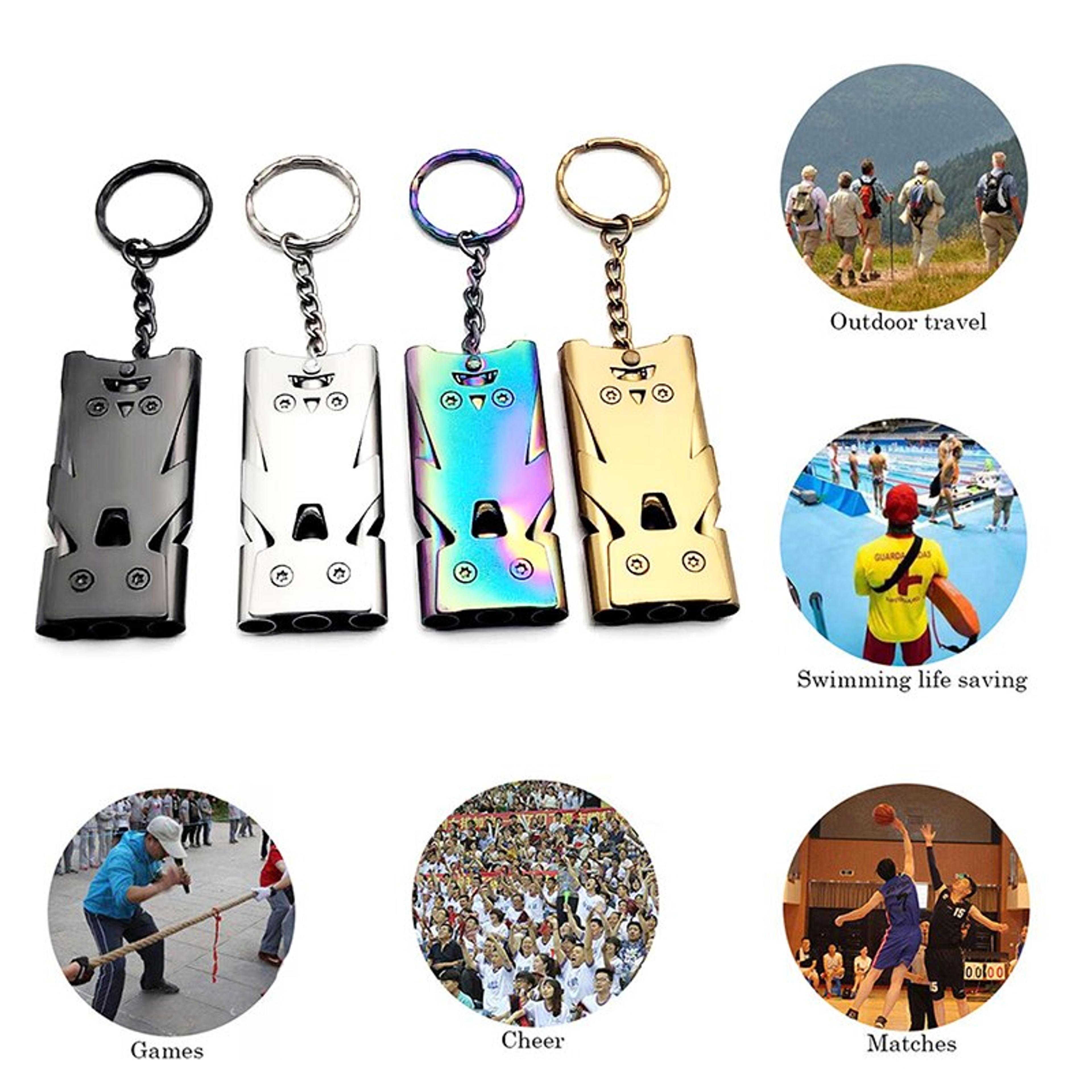 Double Pipe Emergency Whistle Keychain High Decibel Survival Whistle For Camping Hiking  Safety 4