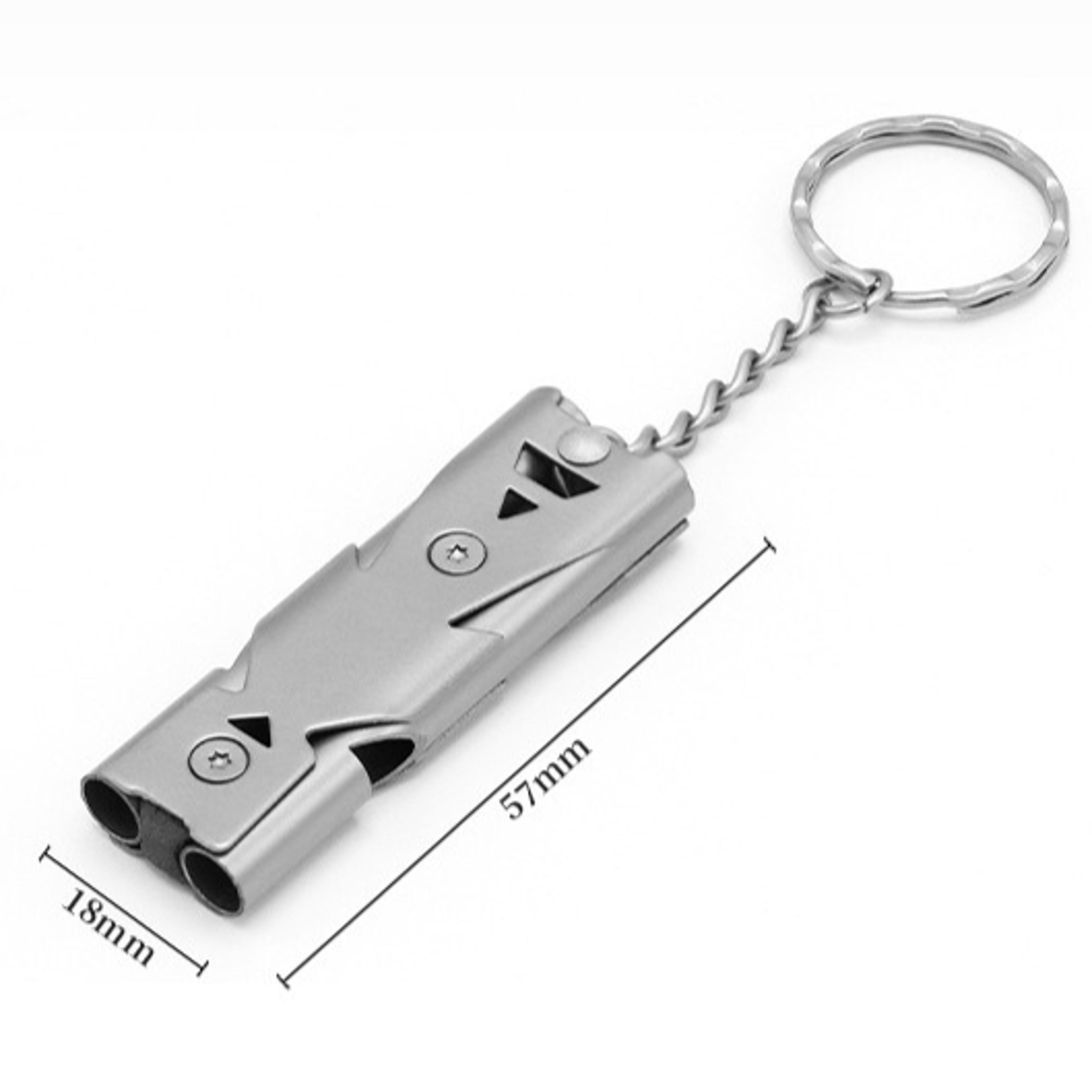 Dual Tube Survival Whistle Keychain High Decibel Emergency Whistle For Camping Hiking Safety 4