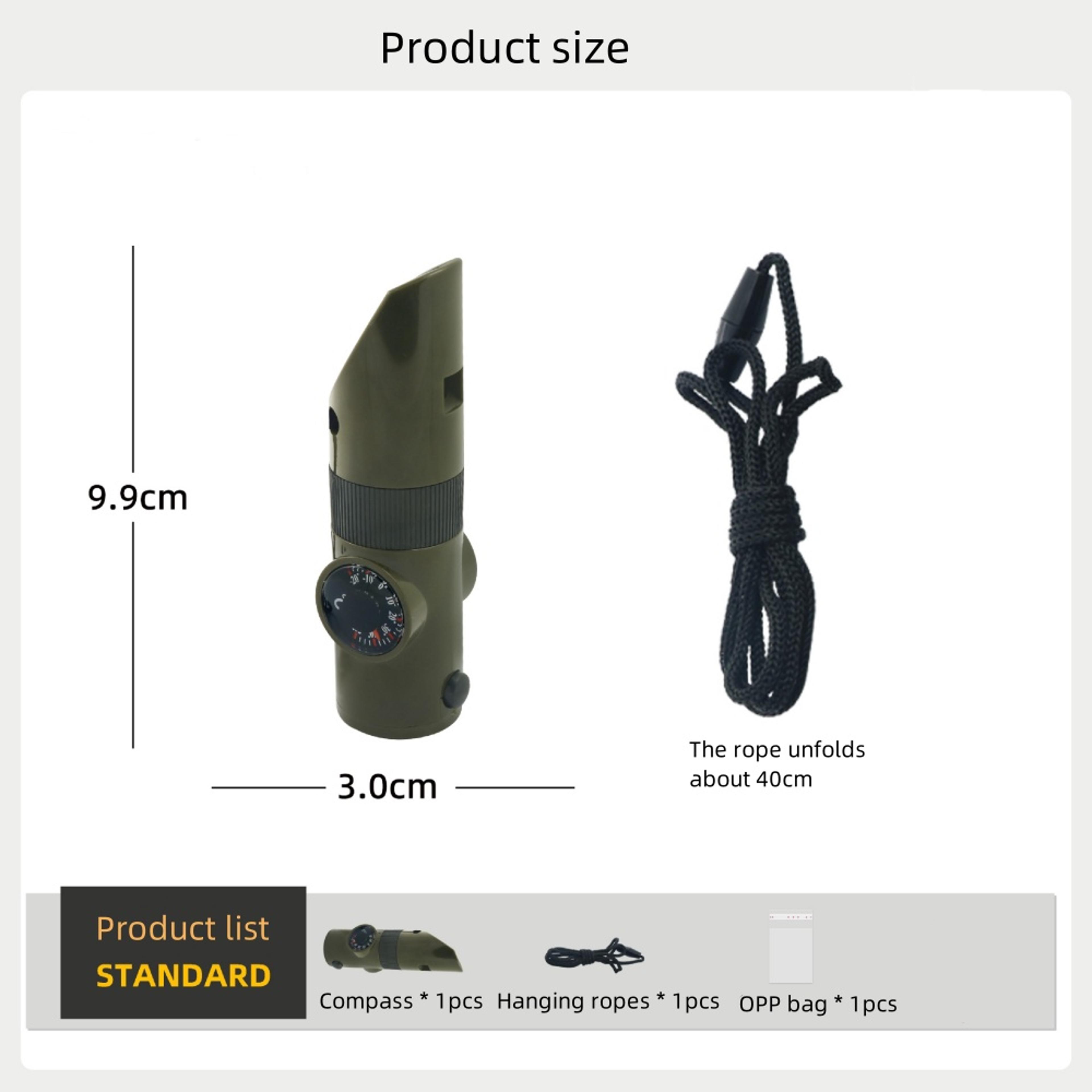 Survival Whistle With Compass Thermometer  LED Emergency Camping Safety Tool 4