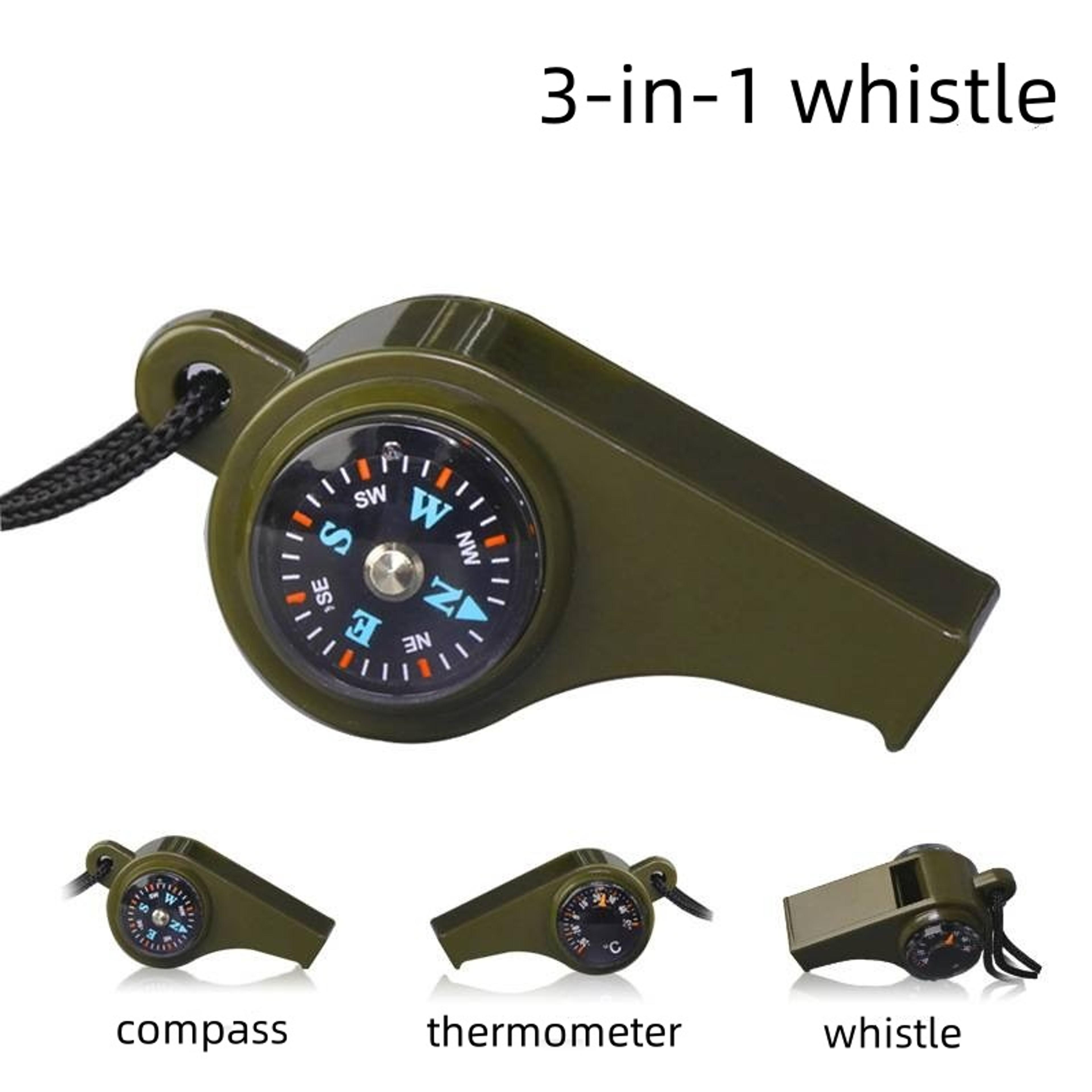Survival Whistle With Compass Thermometer  LED Emergency Camping Safety Tool 5