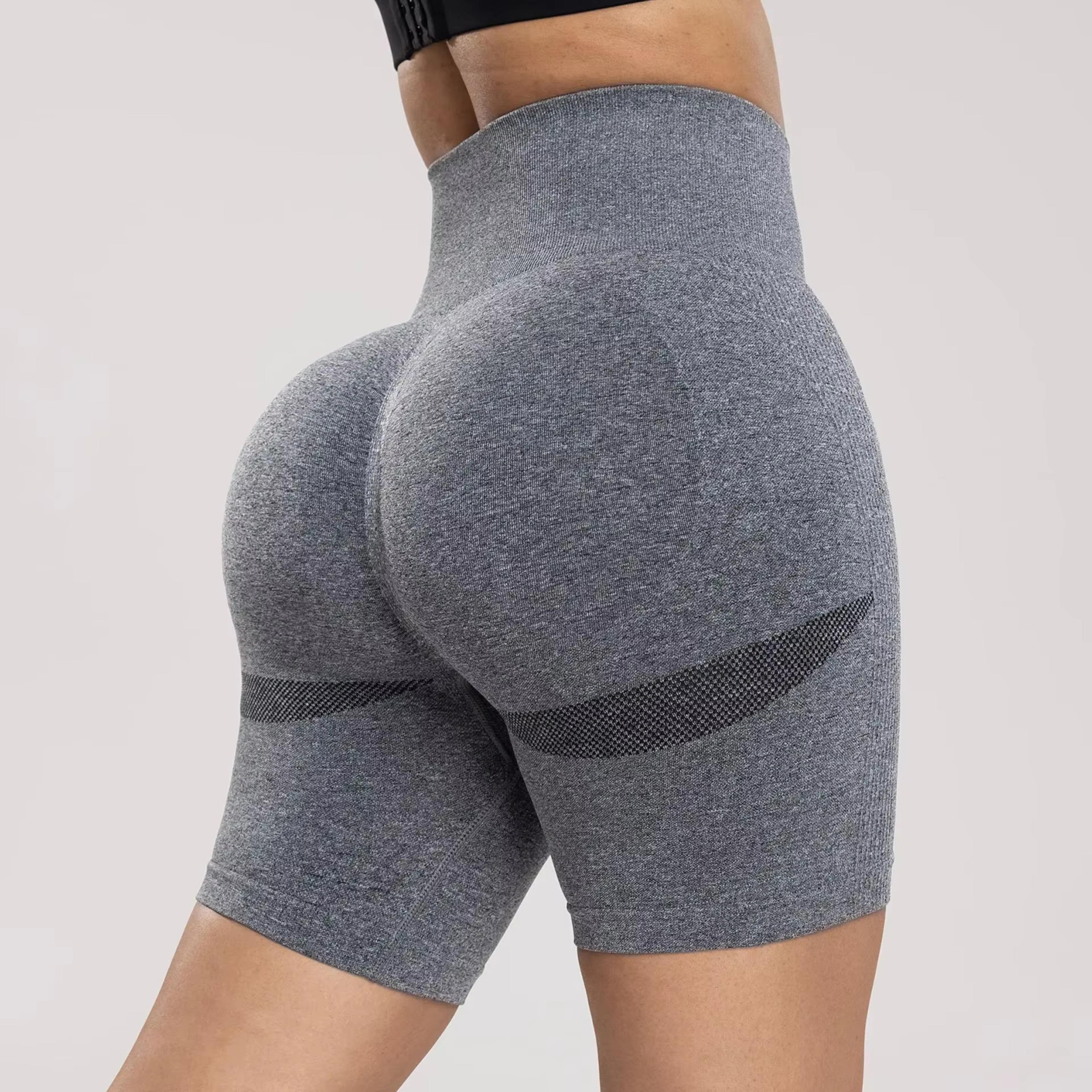 high waisted yoga shorts for women seamless tummy control quick dry workout shorts