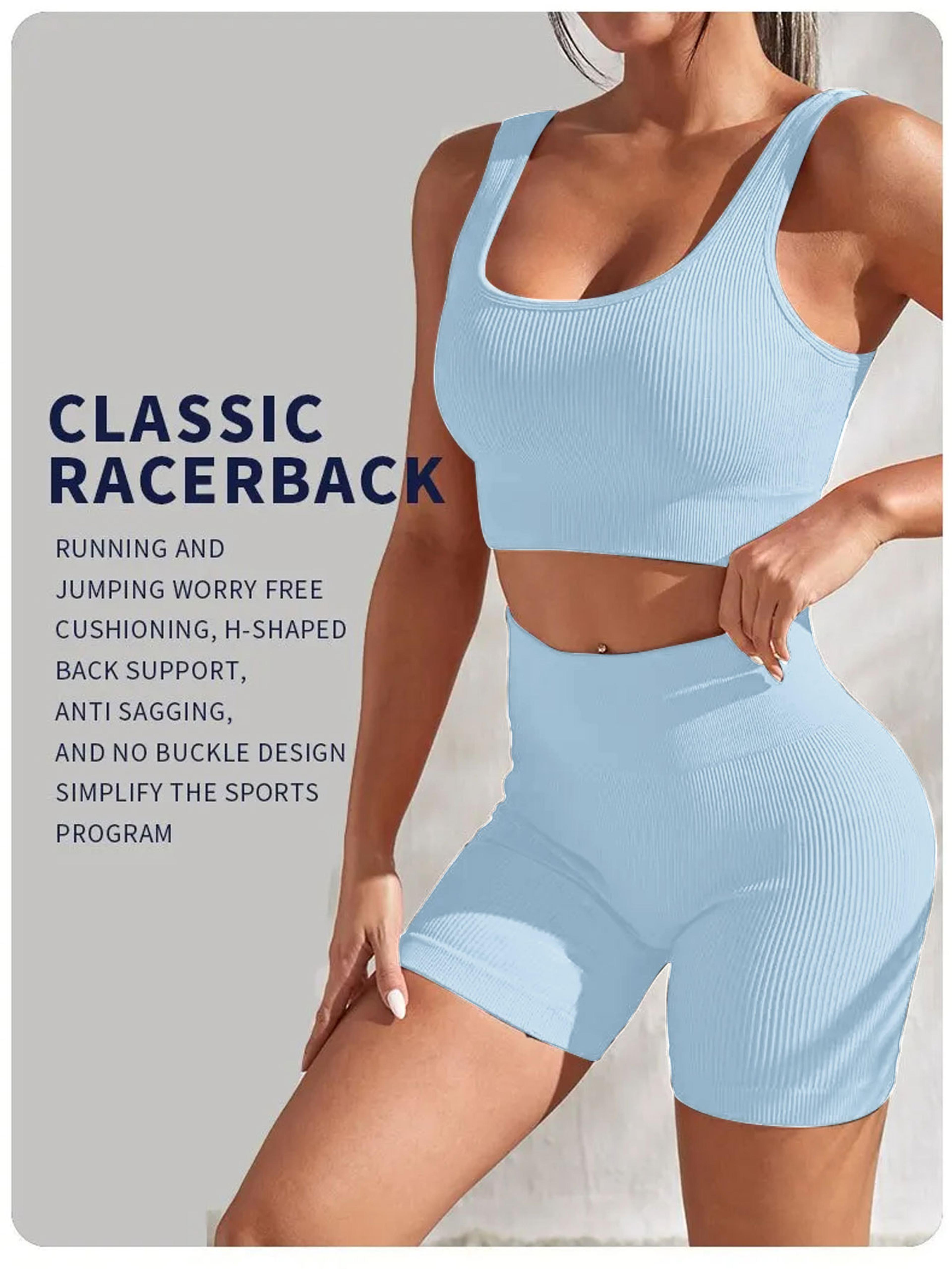 Seamless Workout Set For Women Quick Dry High Waisted Yoga  Fitness Outfit 2