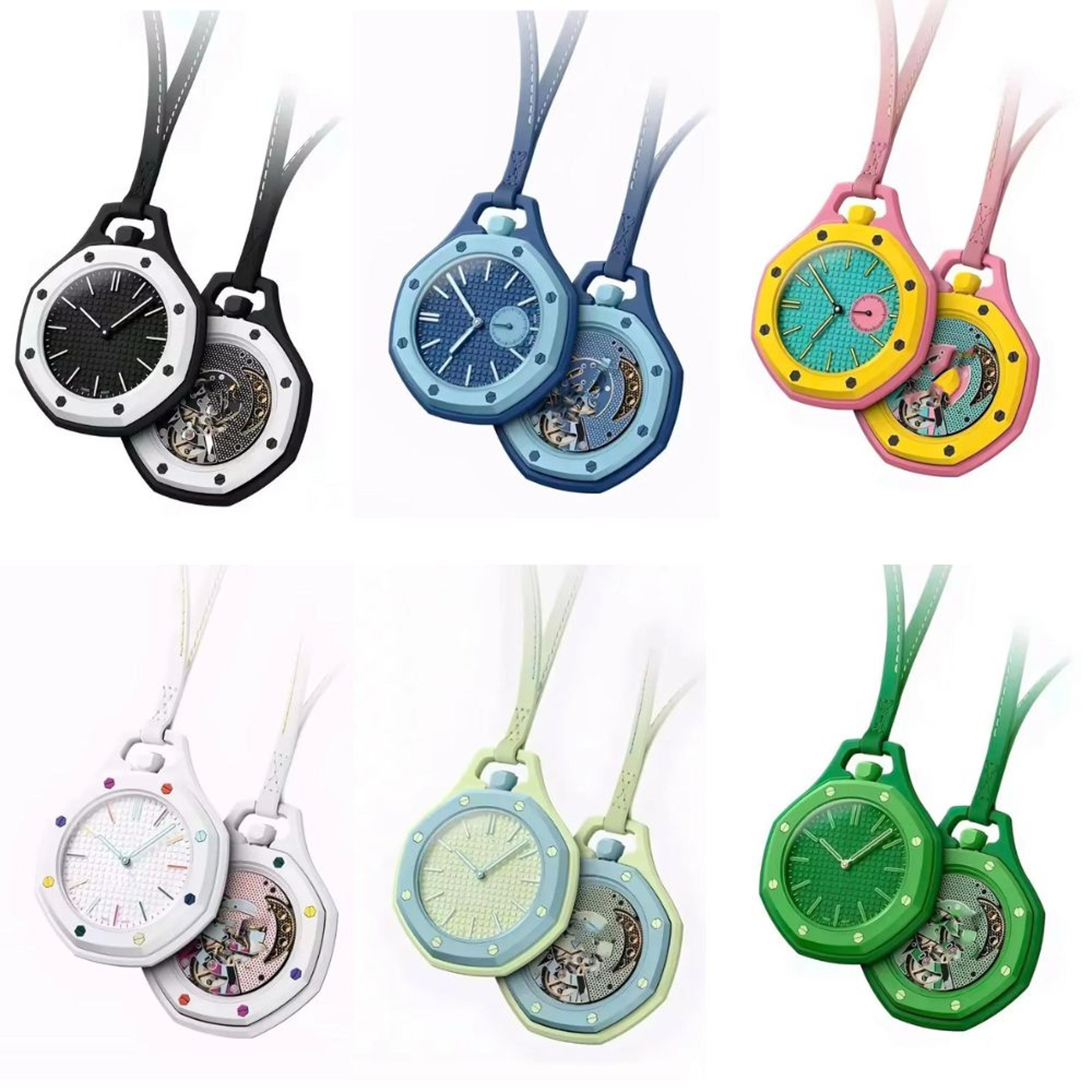 Quartz Pocket Watch Octagonal Pendant Necklace With Leather Lanyard For Men  Women 1