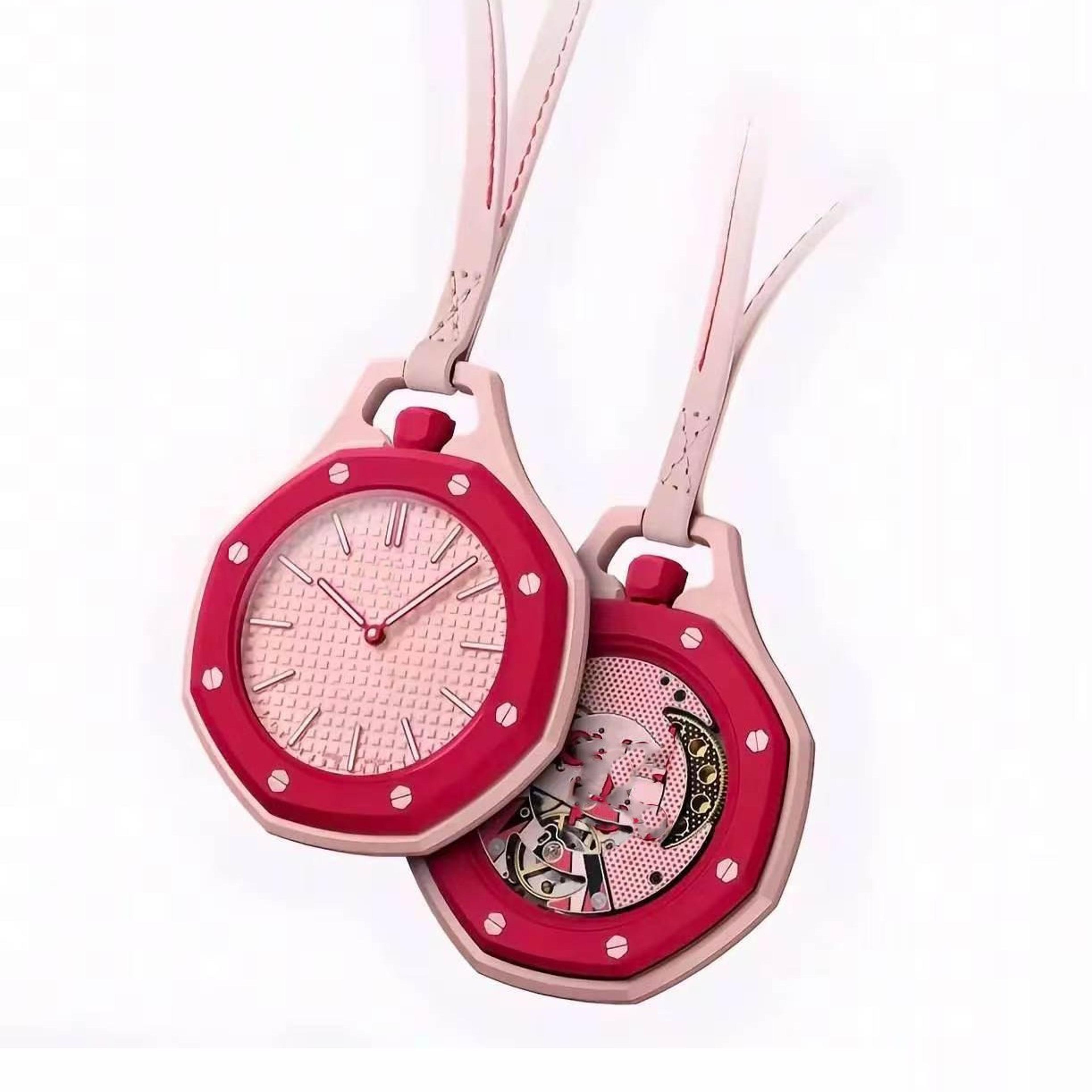 Quartz Pocket Watch Octagonal Pendant Necklace With Leather Lanyard For Men  Women 4