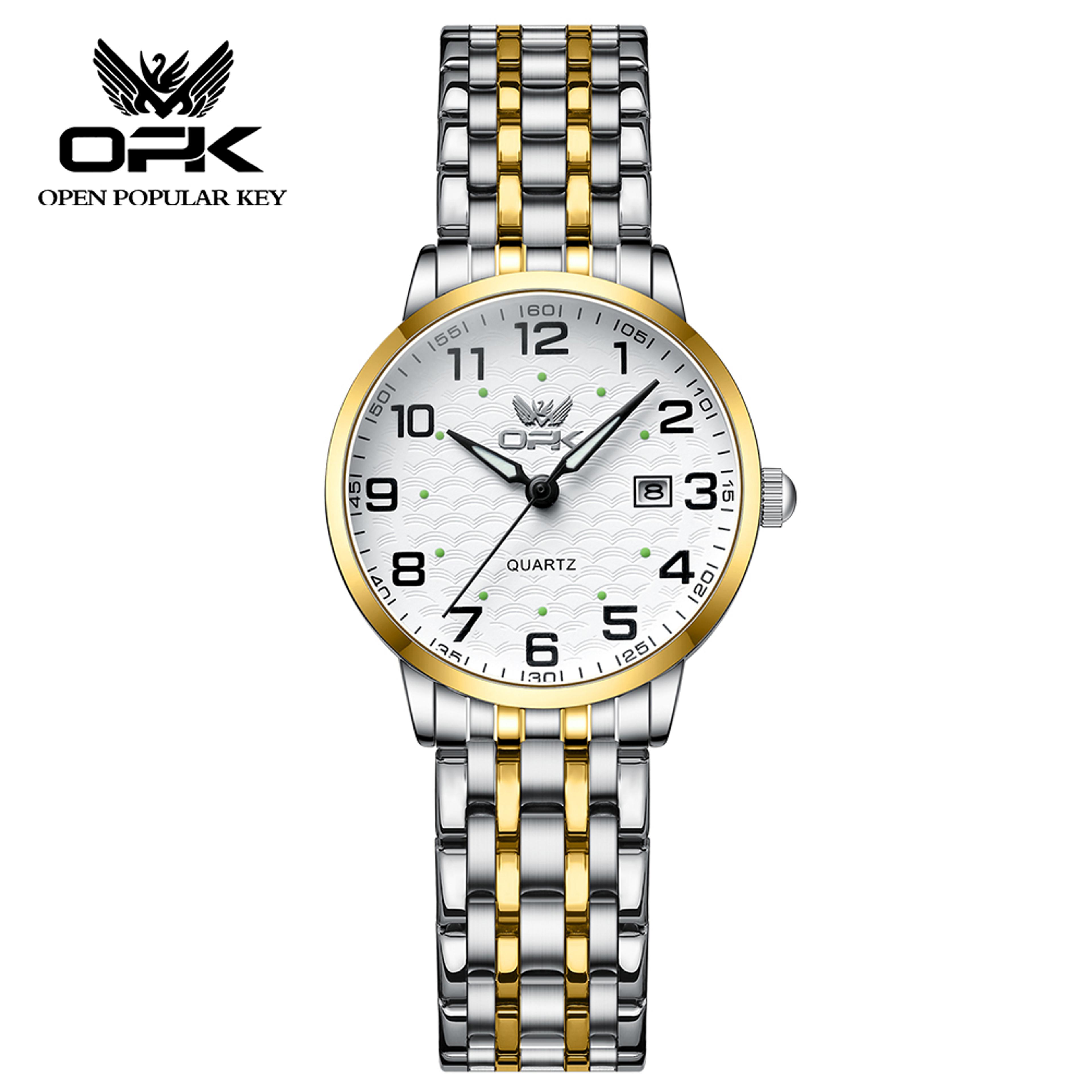 Womens Quartz Watch With Stainless Steel Watch Band  Date Display Waterproof Dress Watch 5
