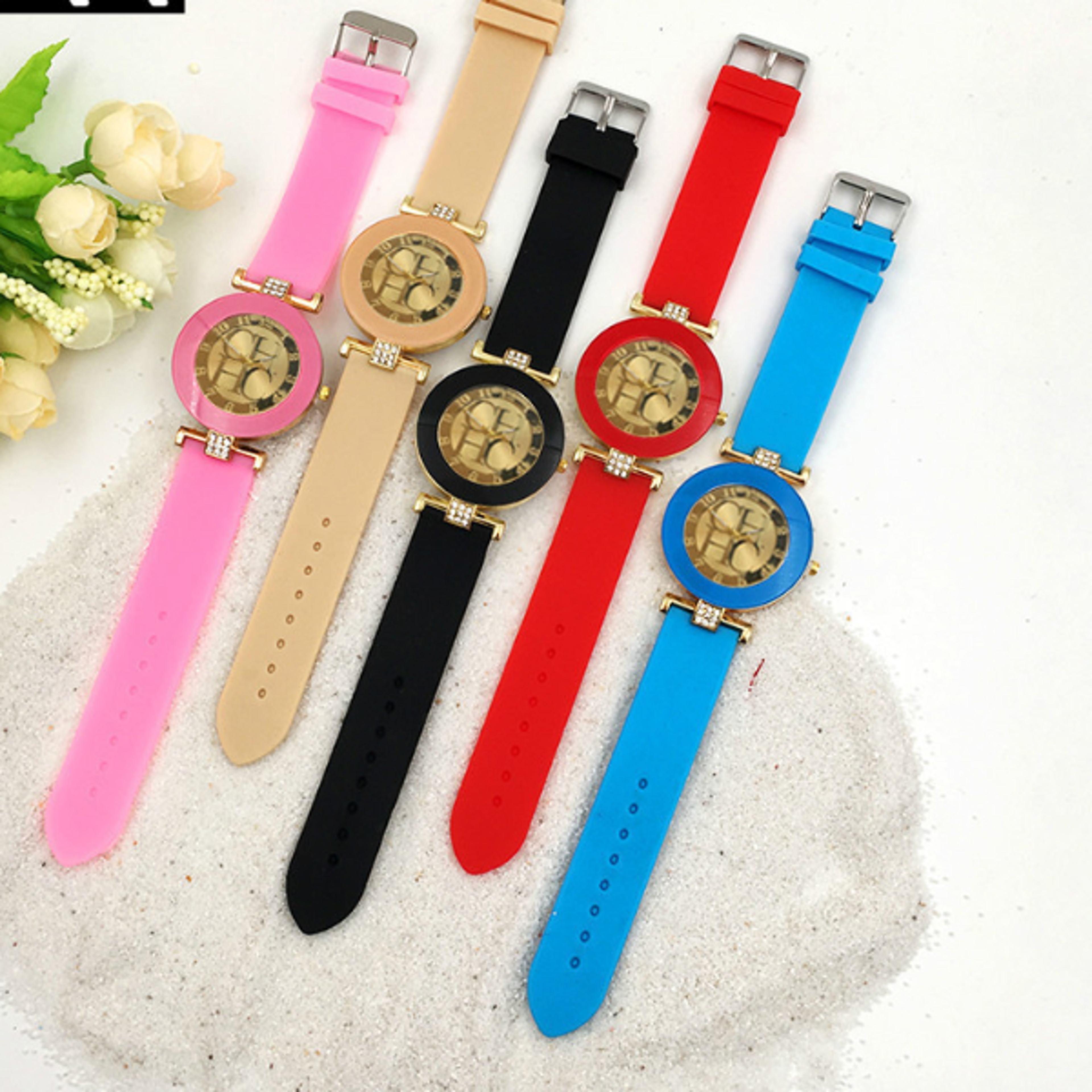 women's quartz watch minimalist diamond casual silicone strap wrist watch