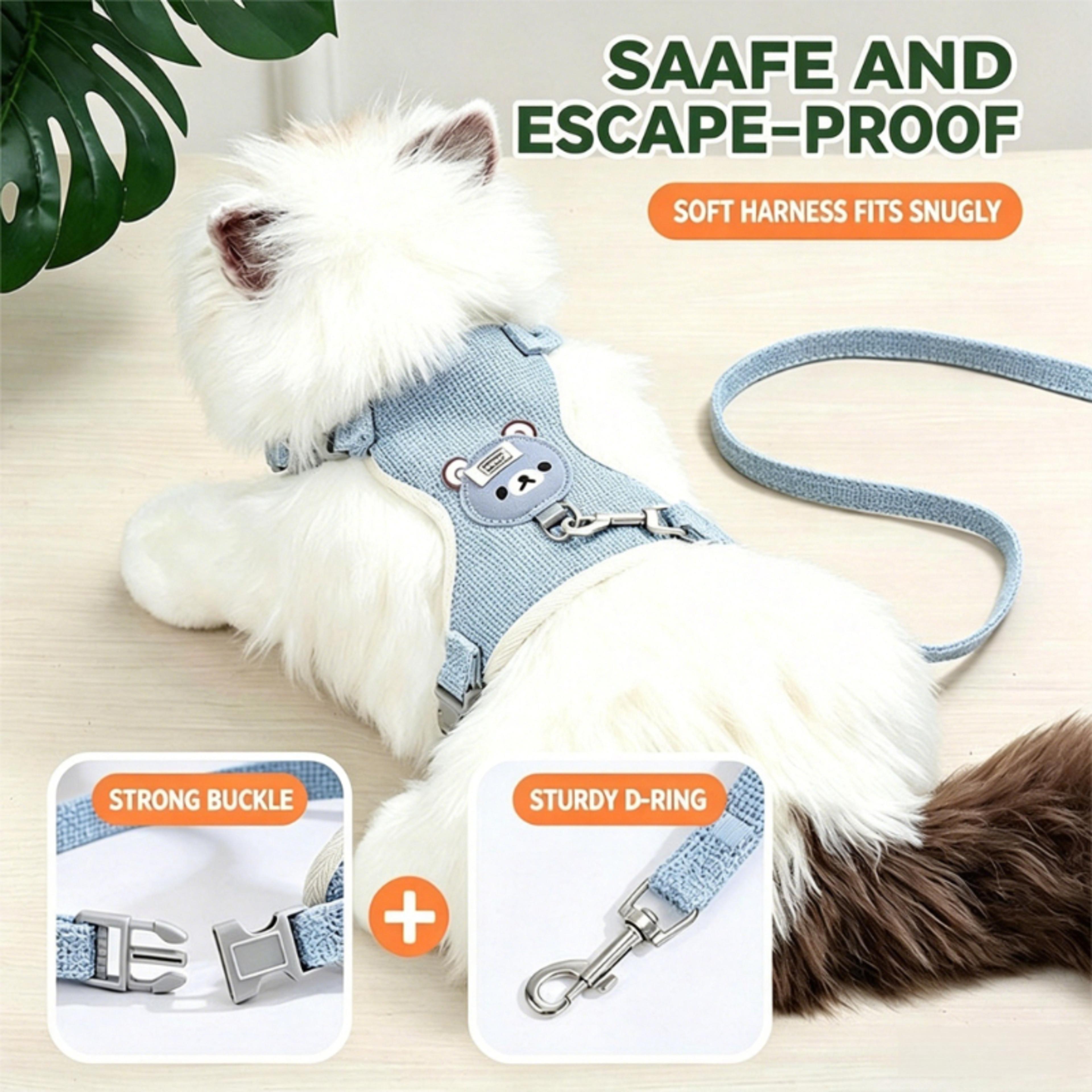 Breathable Pet Harness With Leash Adjustable Cat  Dog Vest For Small Pets 1