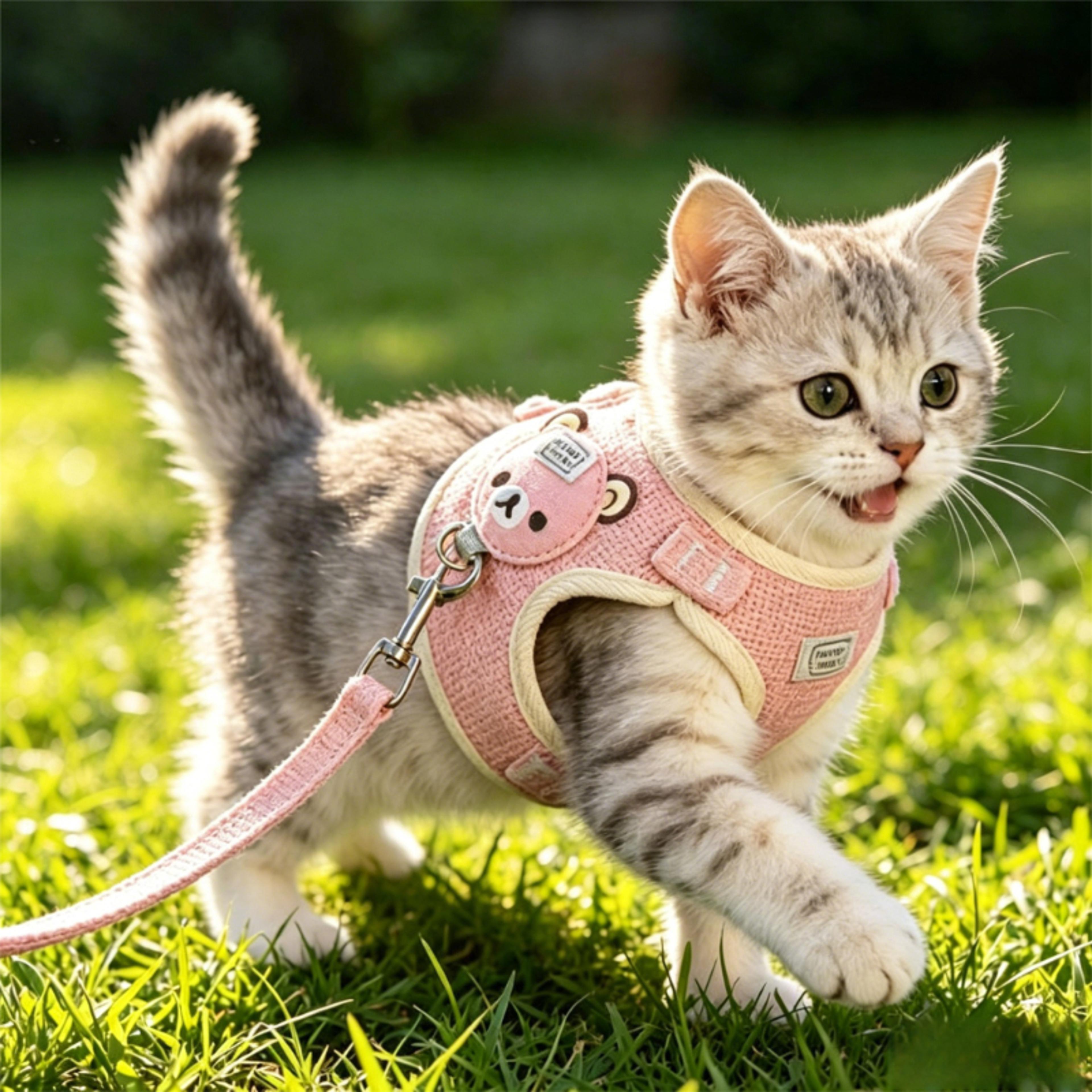 Breathable Pet Harness With Leash Adjustable Cat  Dog Vest For Small Pets 2