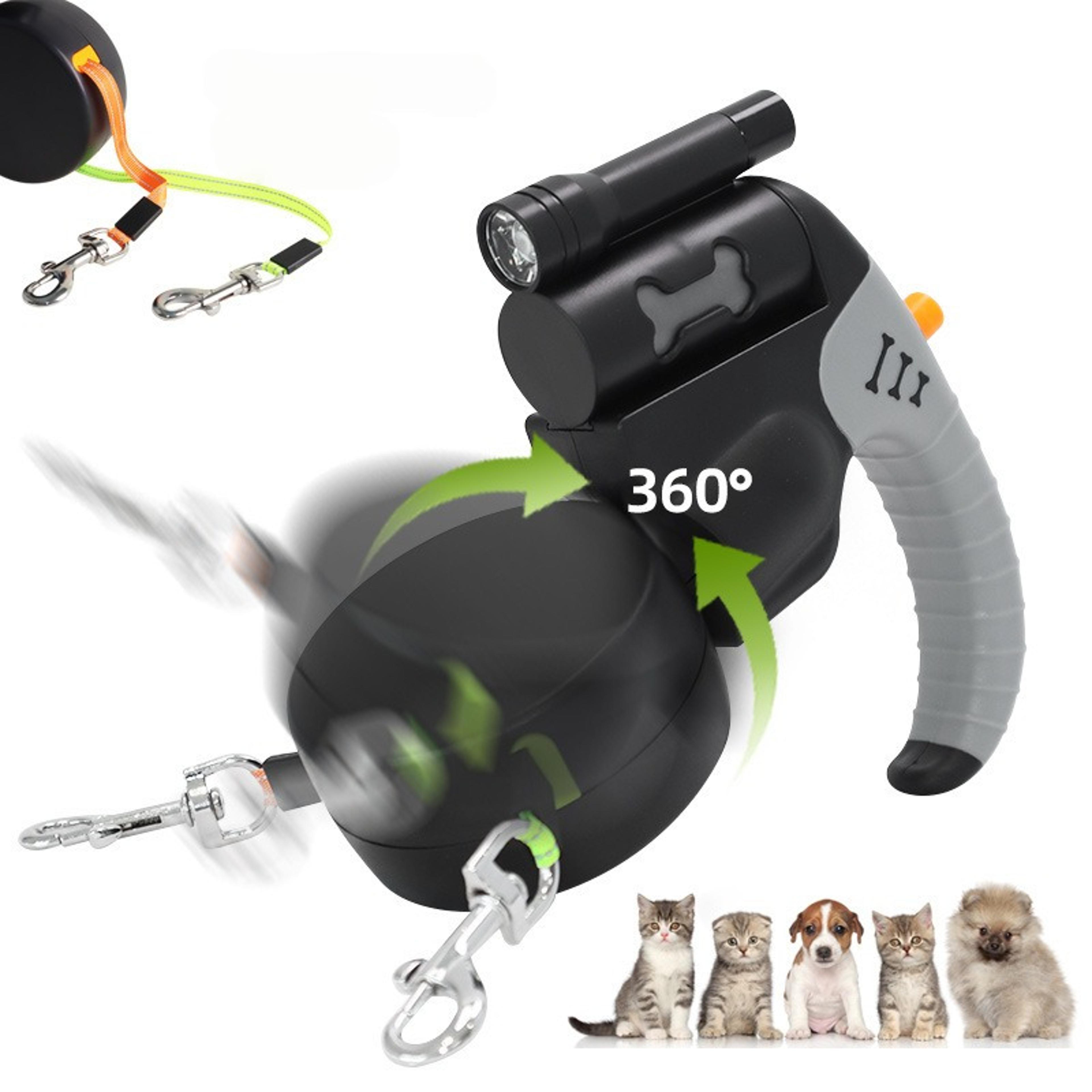 Dual Walk Tangle Free Double Dog Leash With LED Flashlight 1