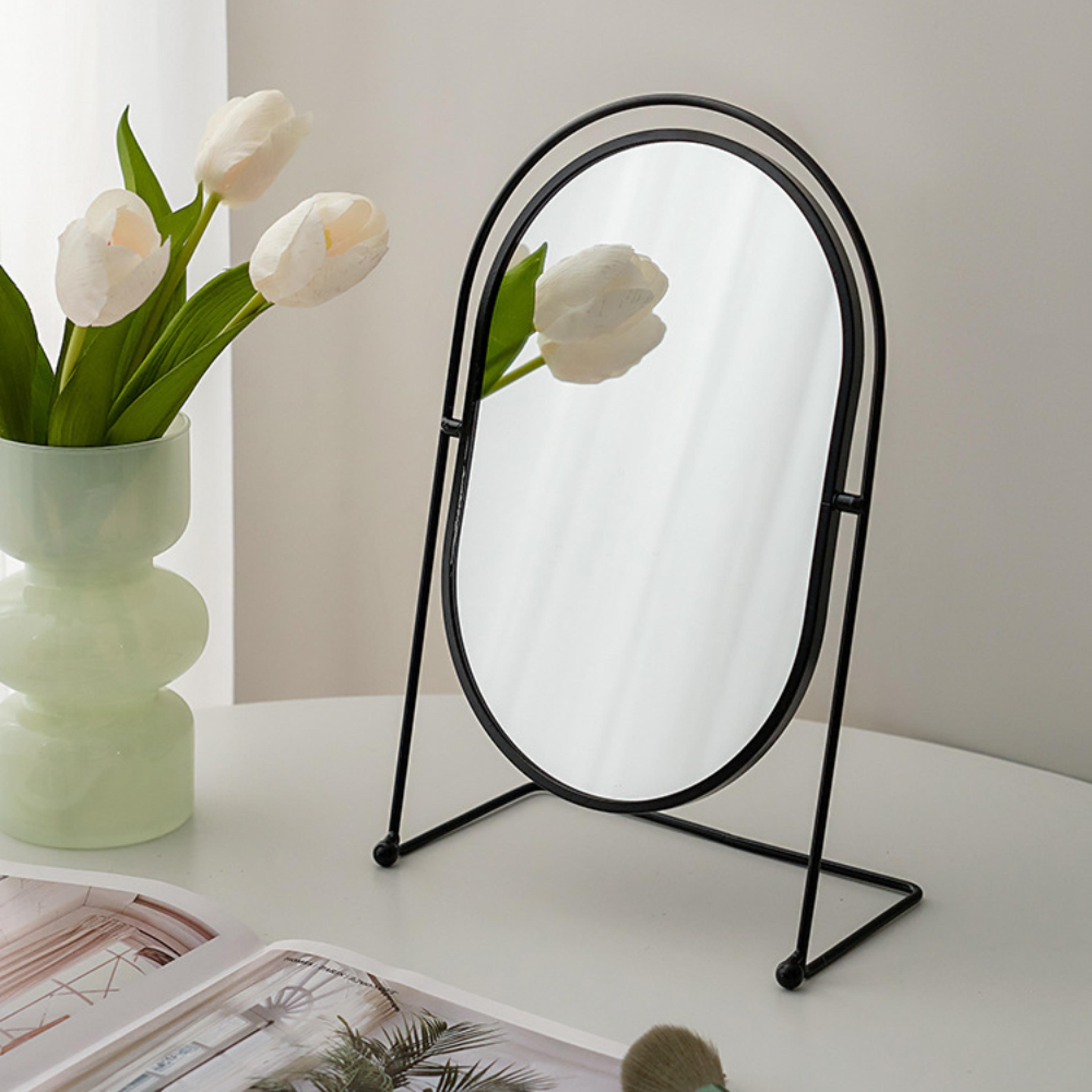 nordic vanity makeup mirror with rotation iron frame desktop tabletop mirror