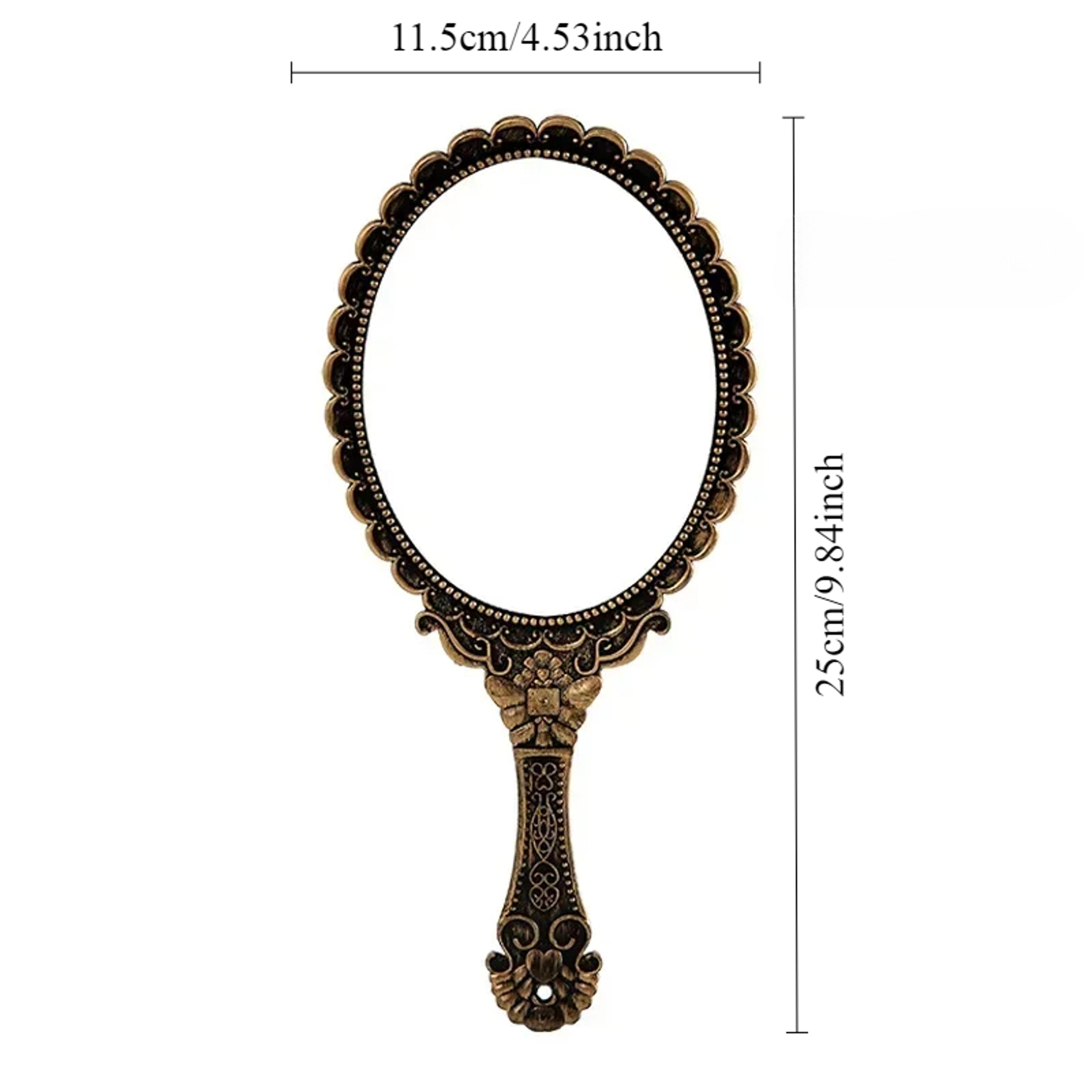 Vintage Handheld Vanity Mirror With Carved Handle Portable Travel Makeup Mirror For Beauty  Vanity  4