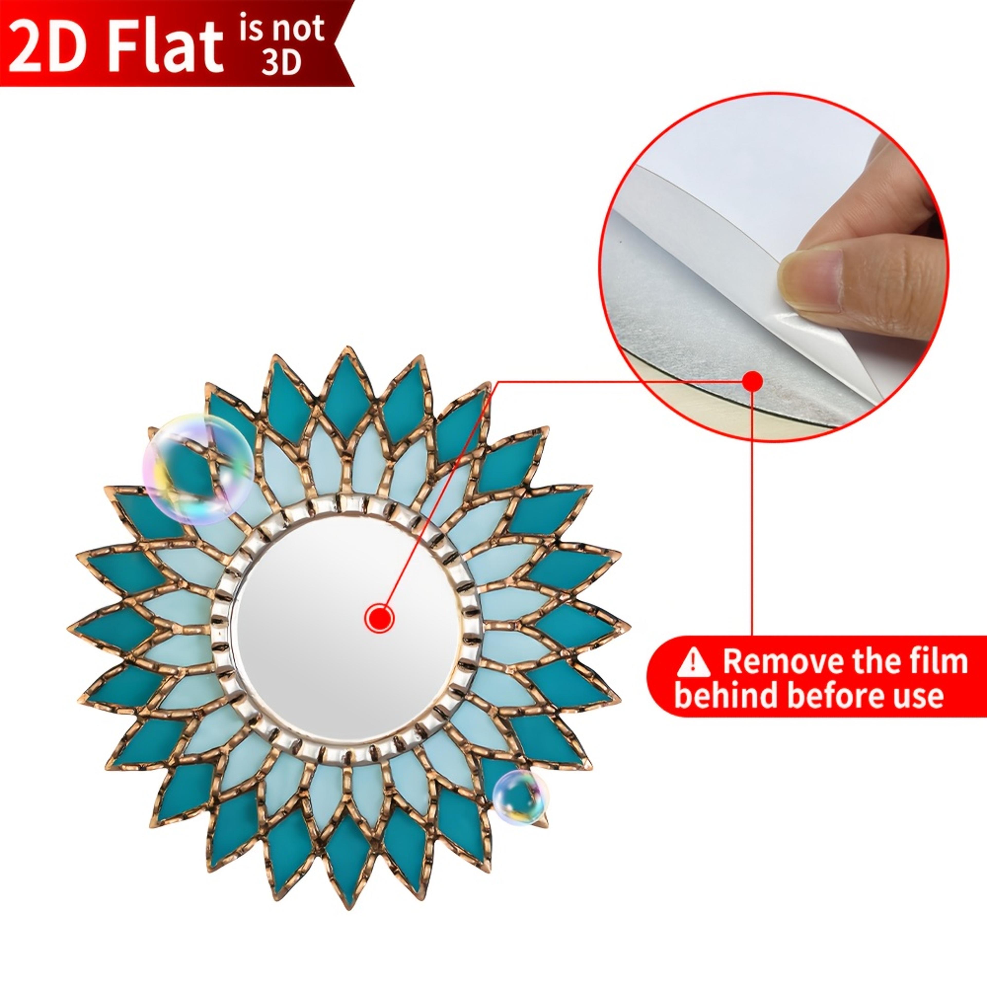 Boho Mandala Round Wall Mirror With Wooden Base Decorative Acrylic Wall Decor 4