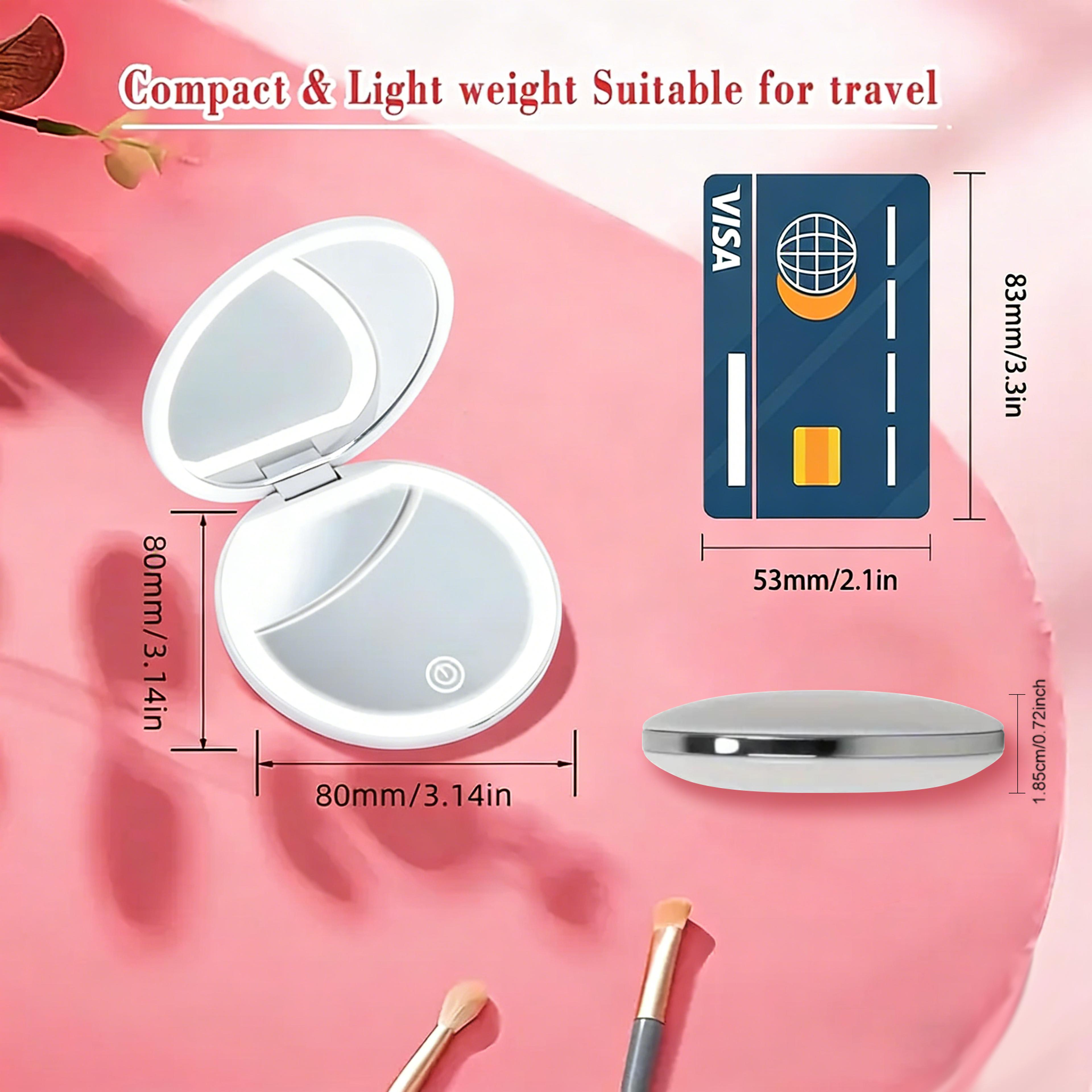 LED Compact Mirror With Light USB Rechargeable 1X And 3X Magnifying Travel Pocket Mirror 4
