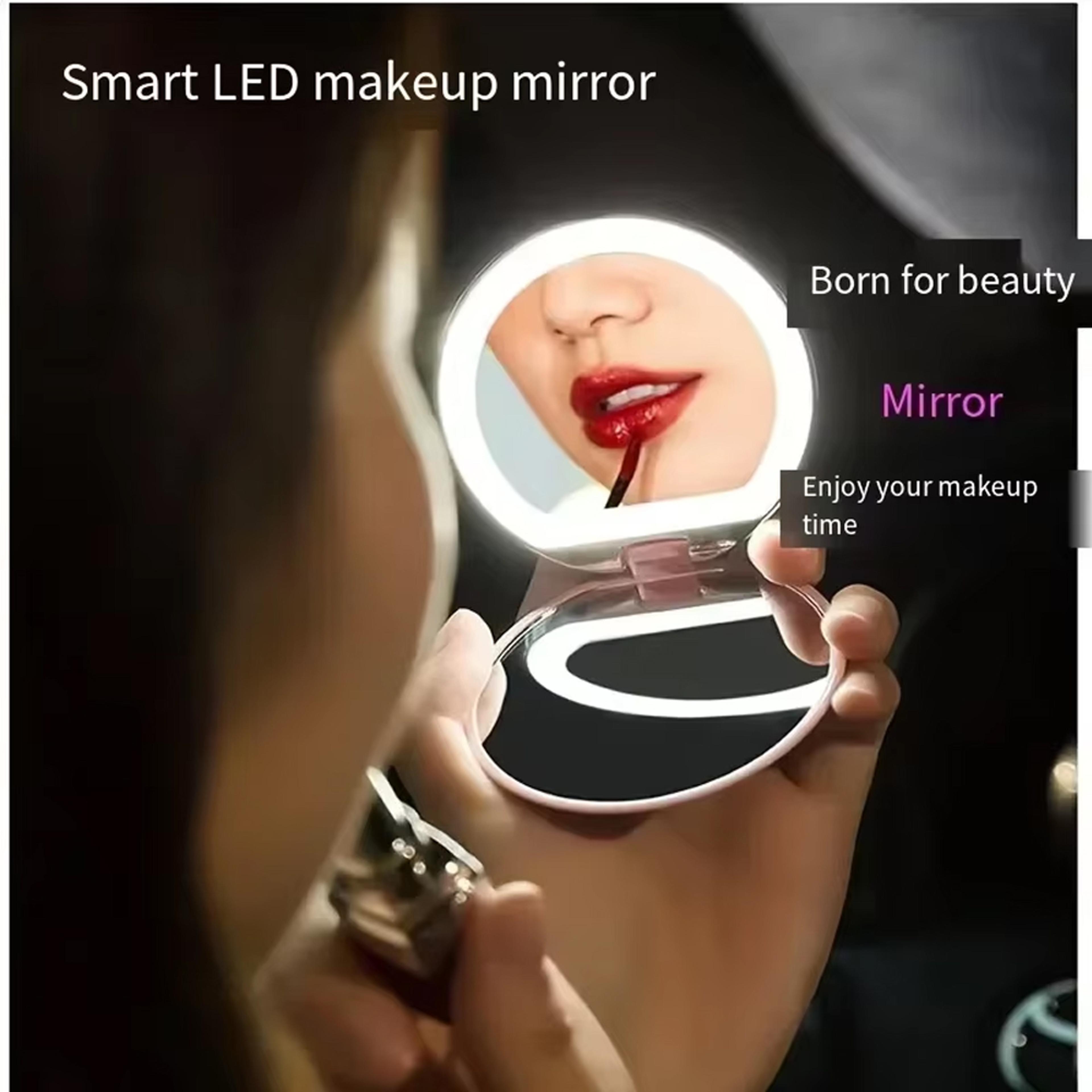 LED Compact Mirror With Light USB Rechargeable 1X And 3X Magnifying Travel Pocket Mirror 5
