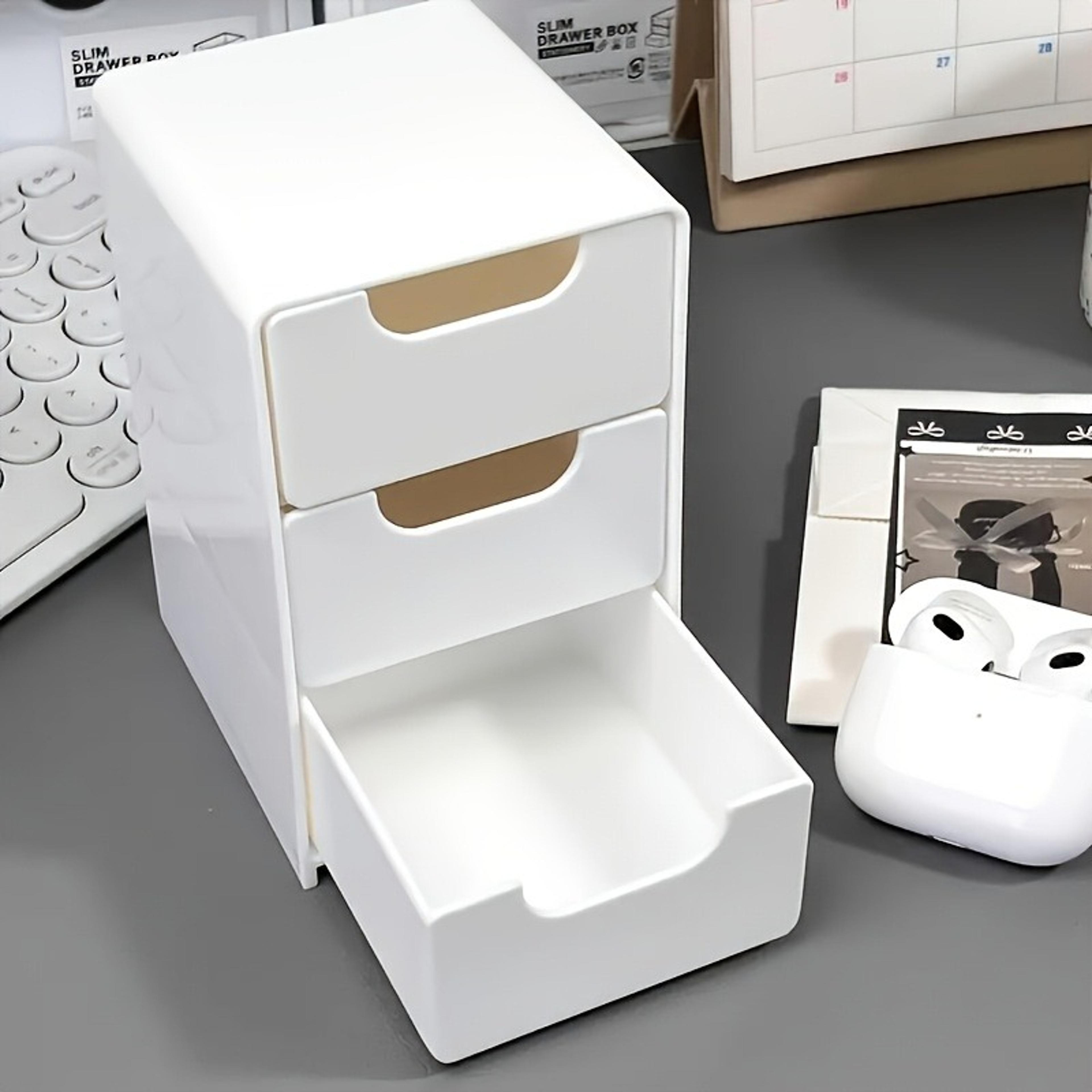 3 drawer desktop storage organizer stackable small desk organizer box
