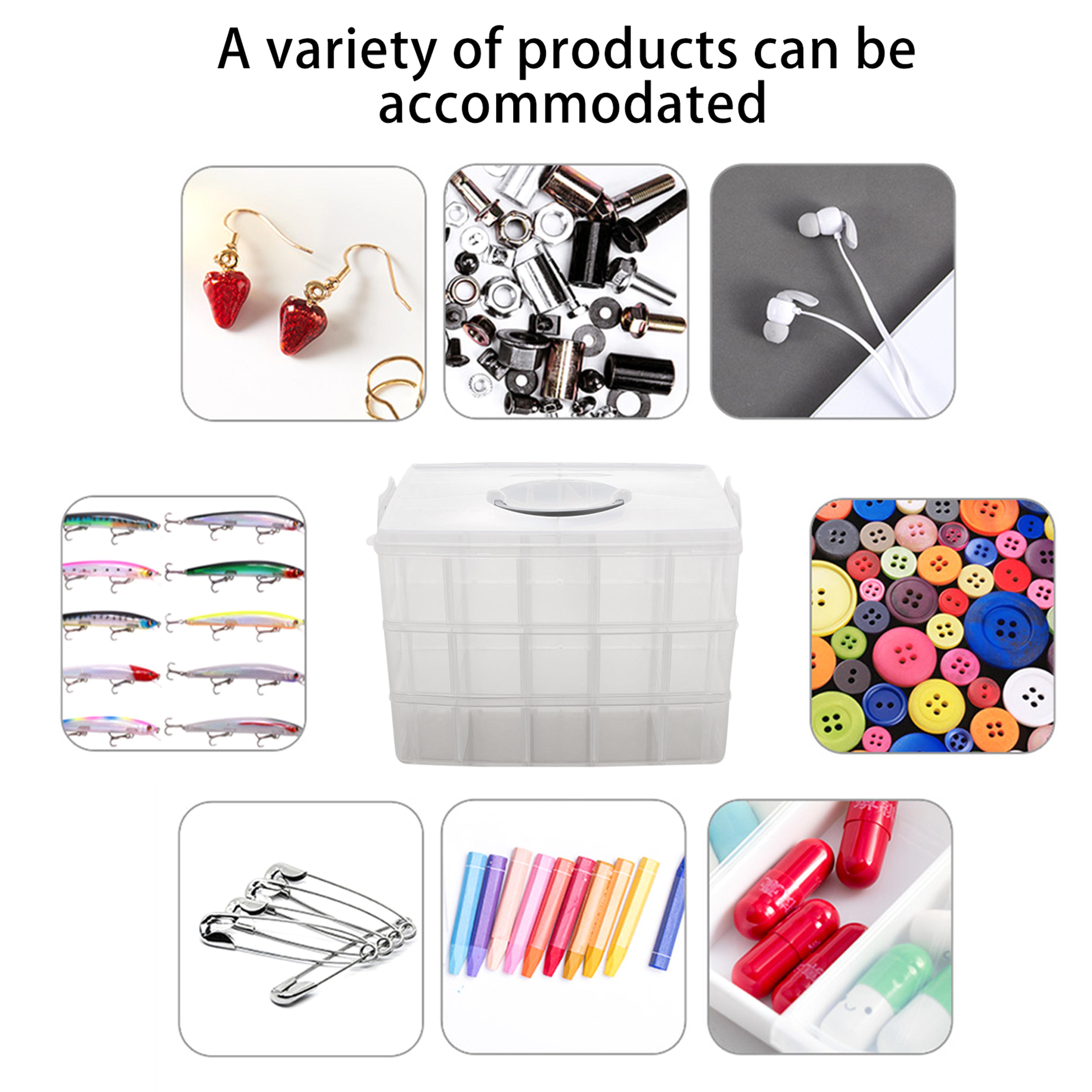 3 Tier Craft Storage Organizer With 30 Adjustable Grids And Portable Handle 3