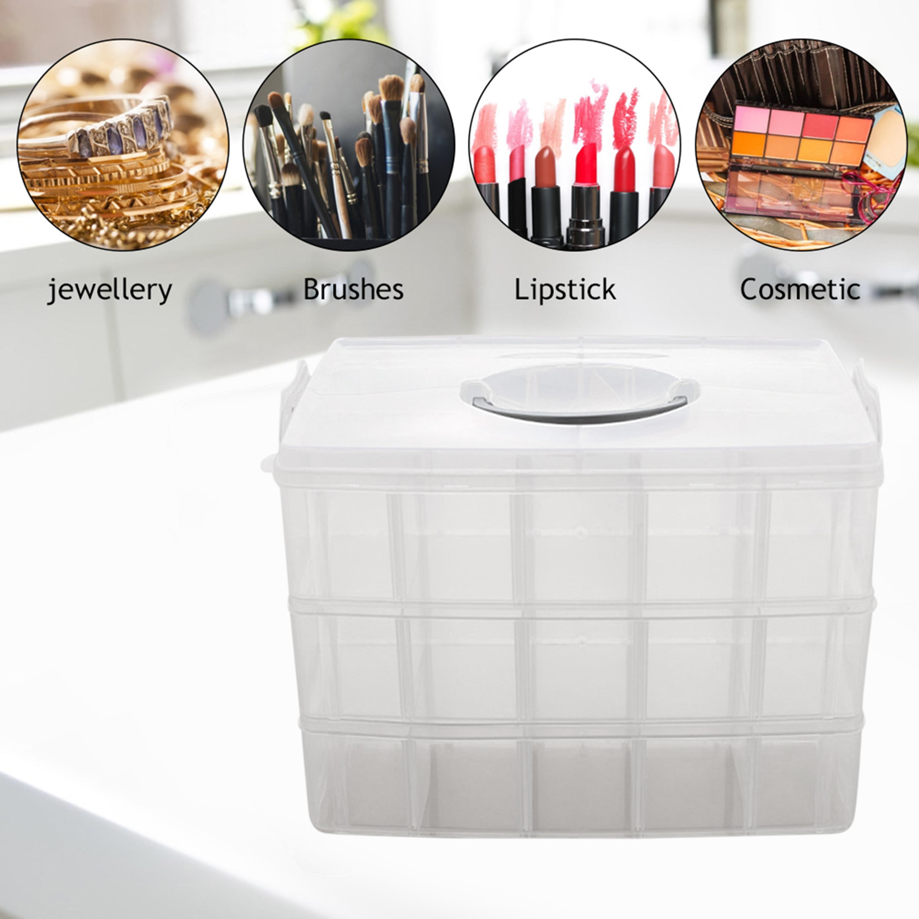 3 Tier Craft Storage Organizer With 30 Adjustable Grids And Portable Handle 4