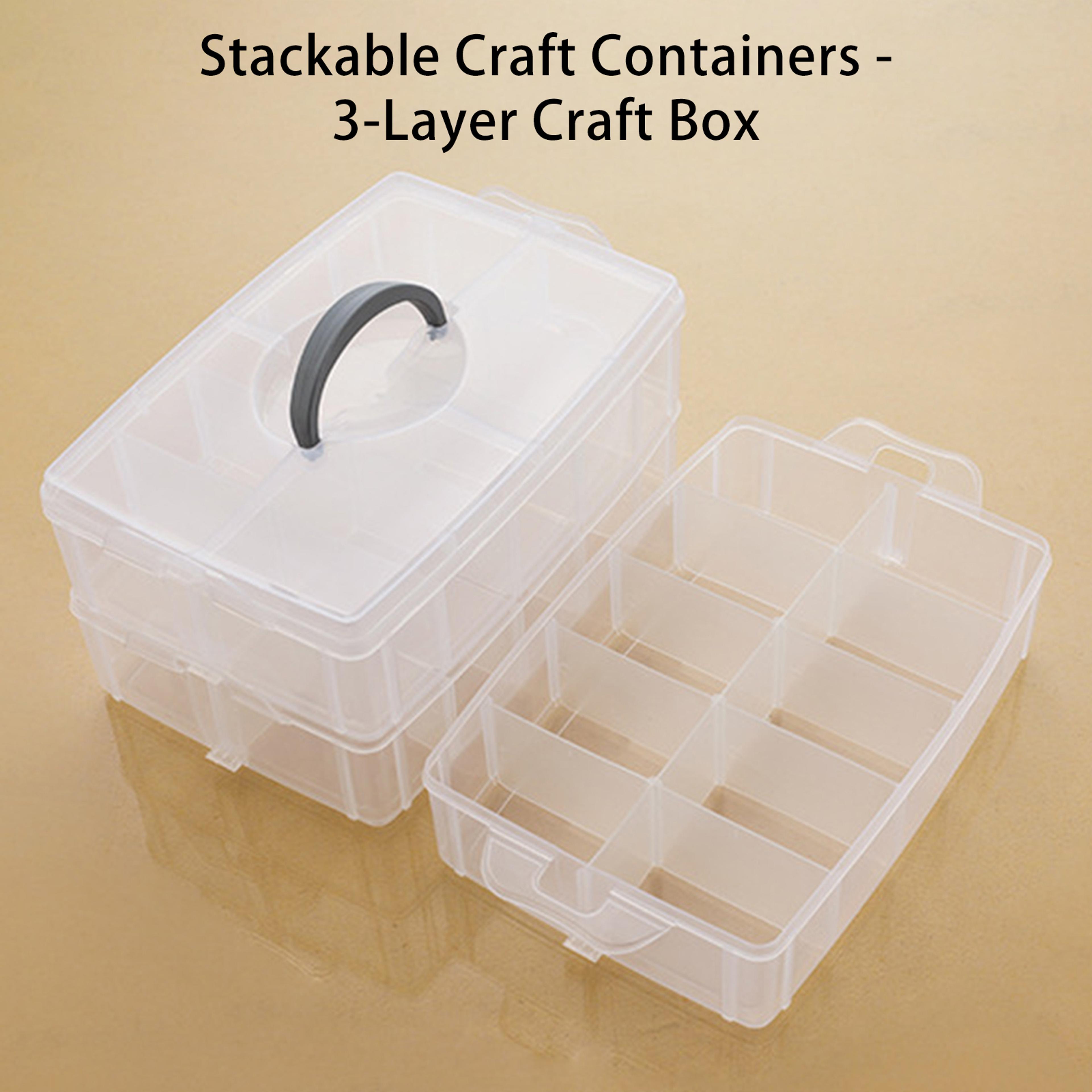 3 Tier Craft Storage Organizer With 30 Adjustable Grids And Portable Handle 5