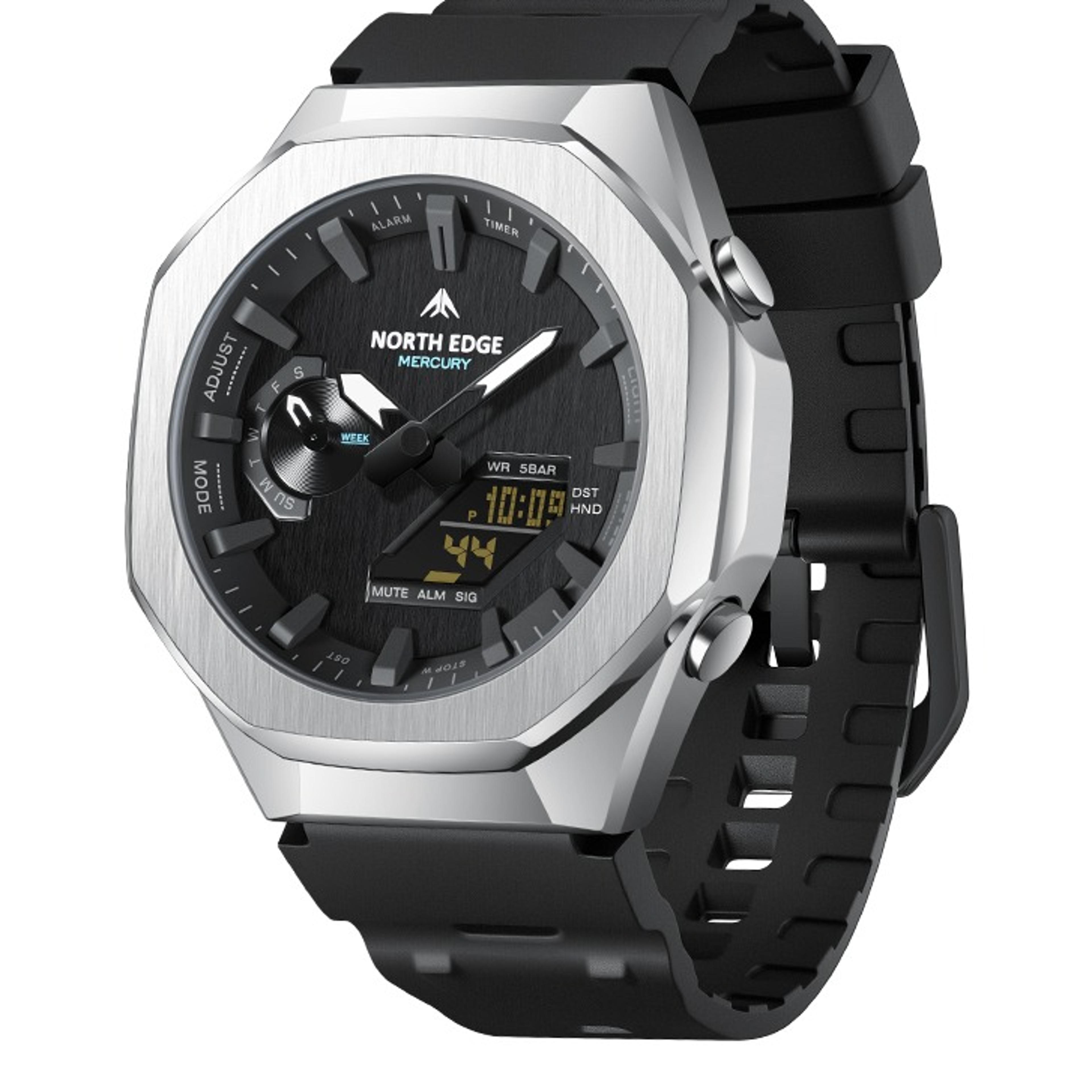 men's digital sports watch 50m waterproof world time led stopwatch