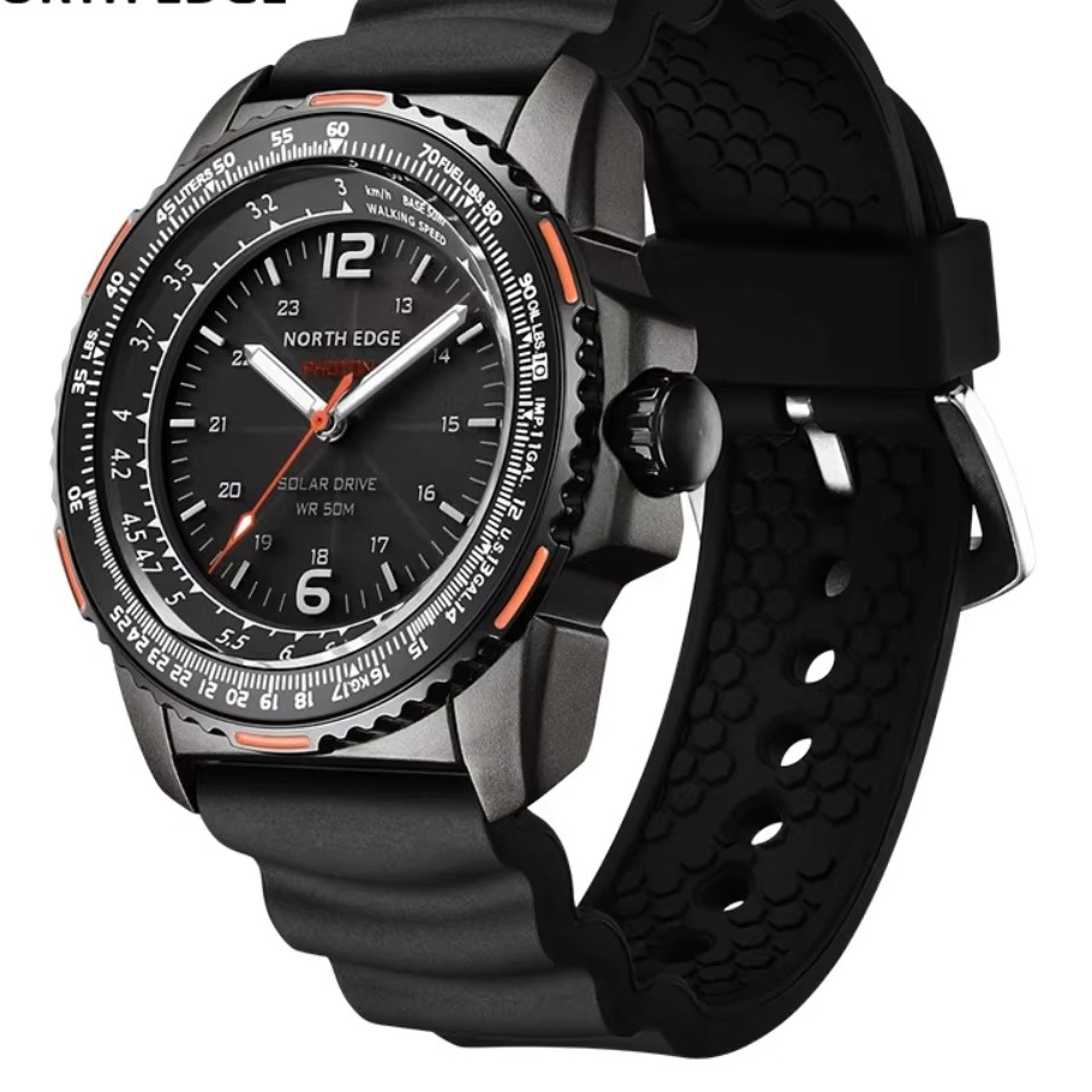 solar powered military watch for men 50m waterproof luminous sports watch