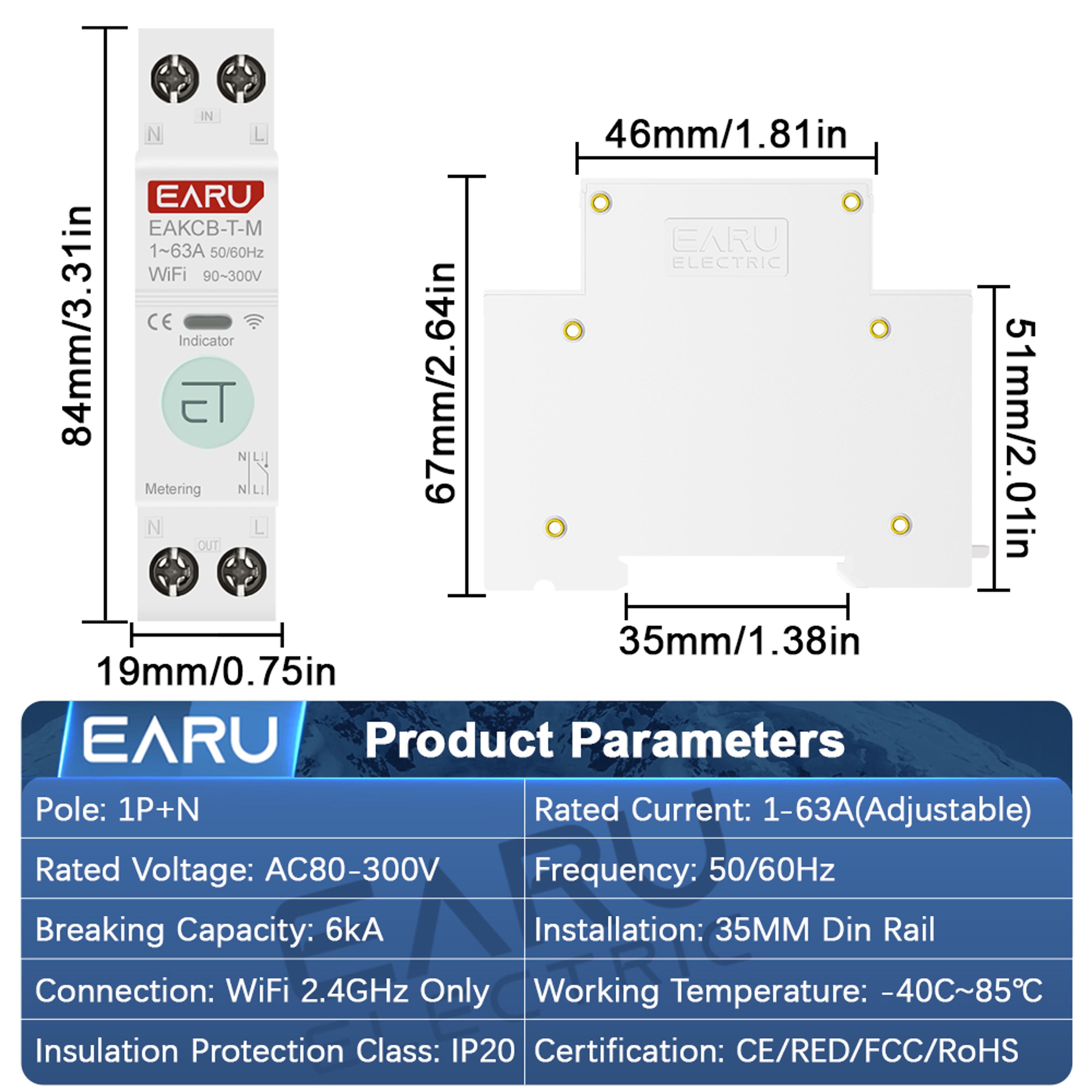 WiFi Smart Circuit Breaker With Energy Monitoring Remote Control And Voltage Protection 3