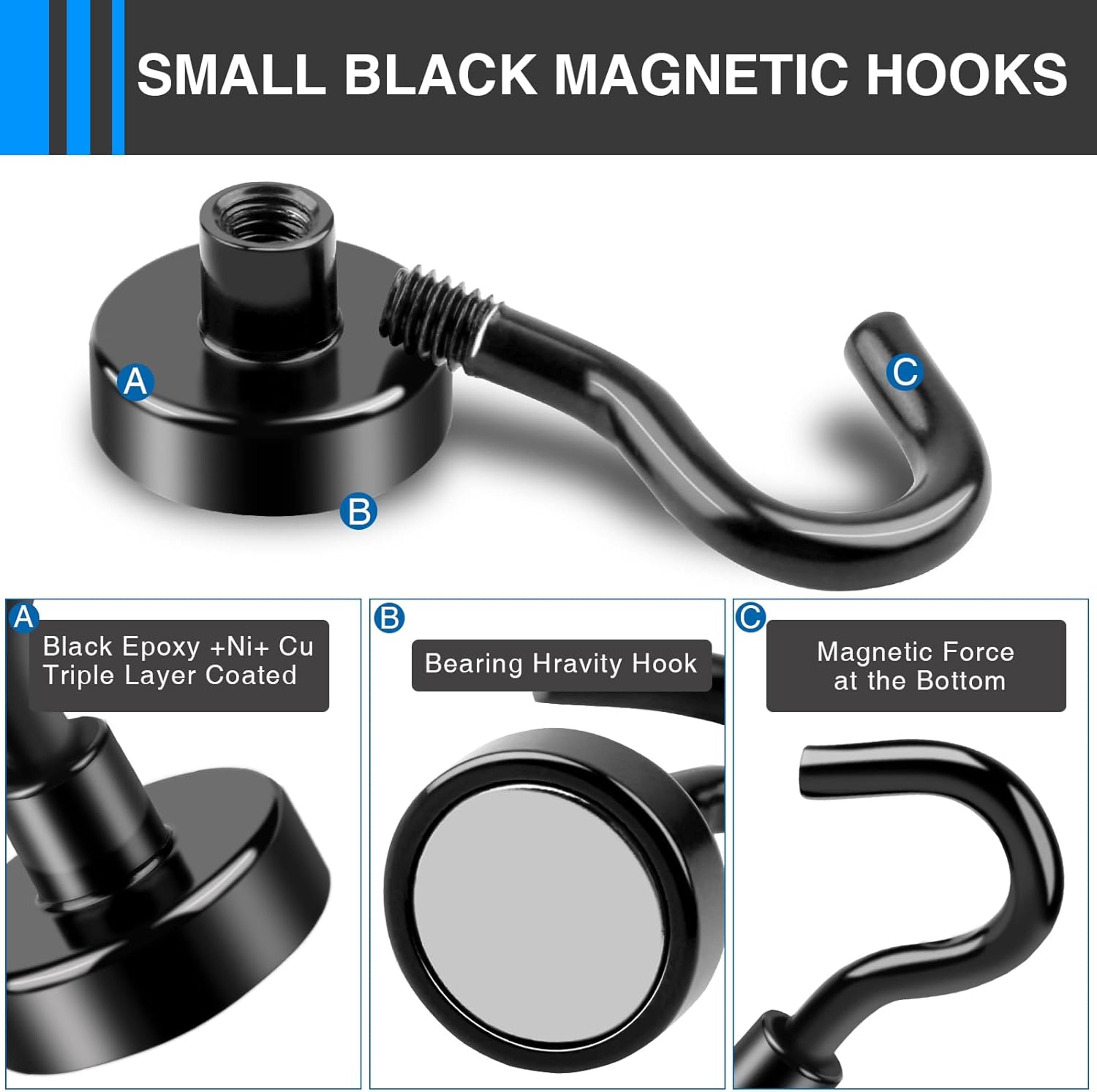 Heavy Duty Magnetic Hooks For Hanging Strong Black Utility Hooks For Home And Office 2