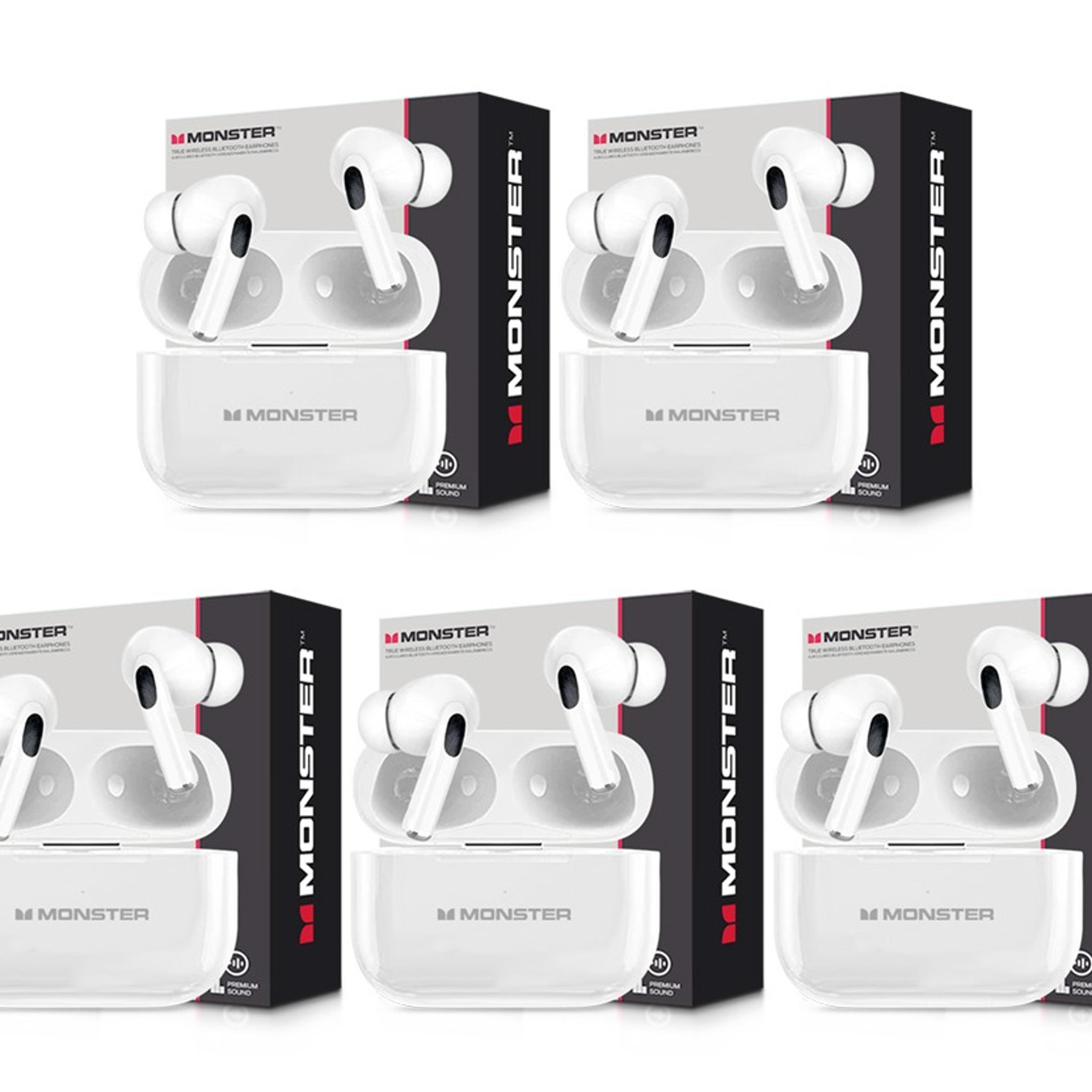 monster touch screen wireless bluetooth earbuds with hd stereo sound and smart charging case