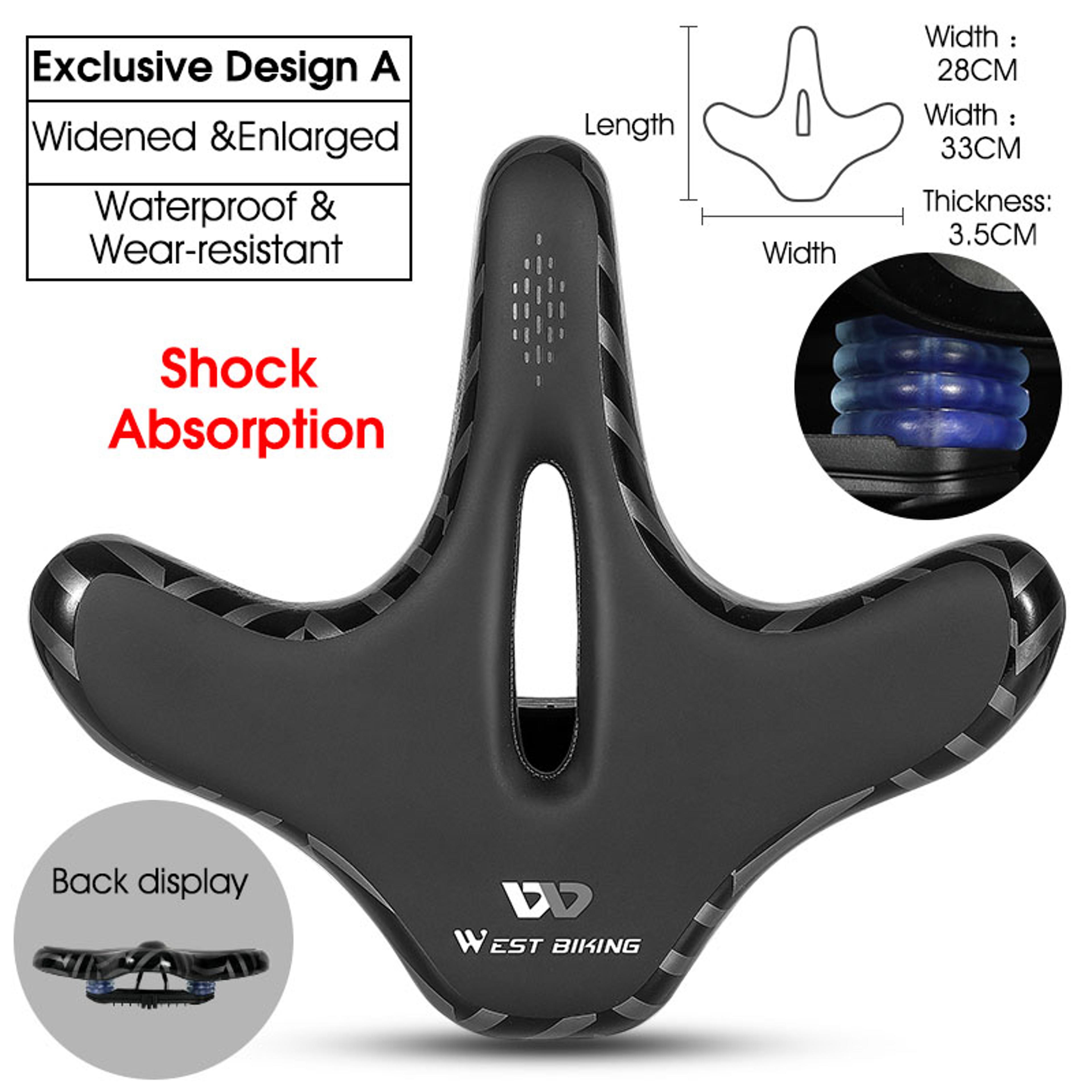 Wide Bicycle Saddle With Shock Absorption And Soft Padded Comfort 7