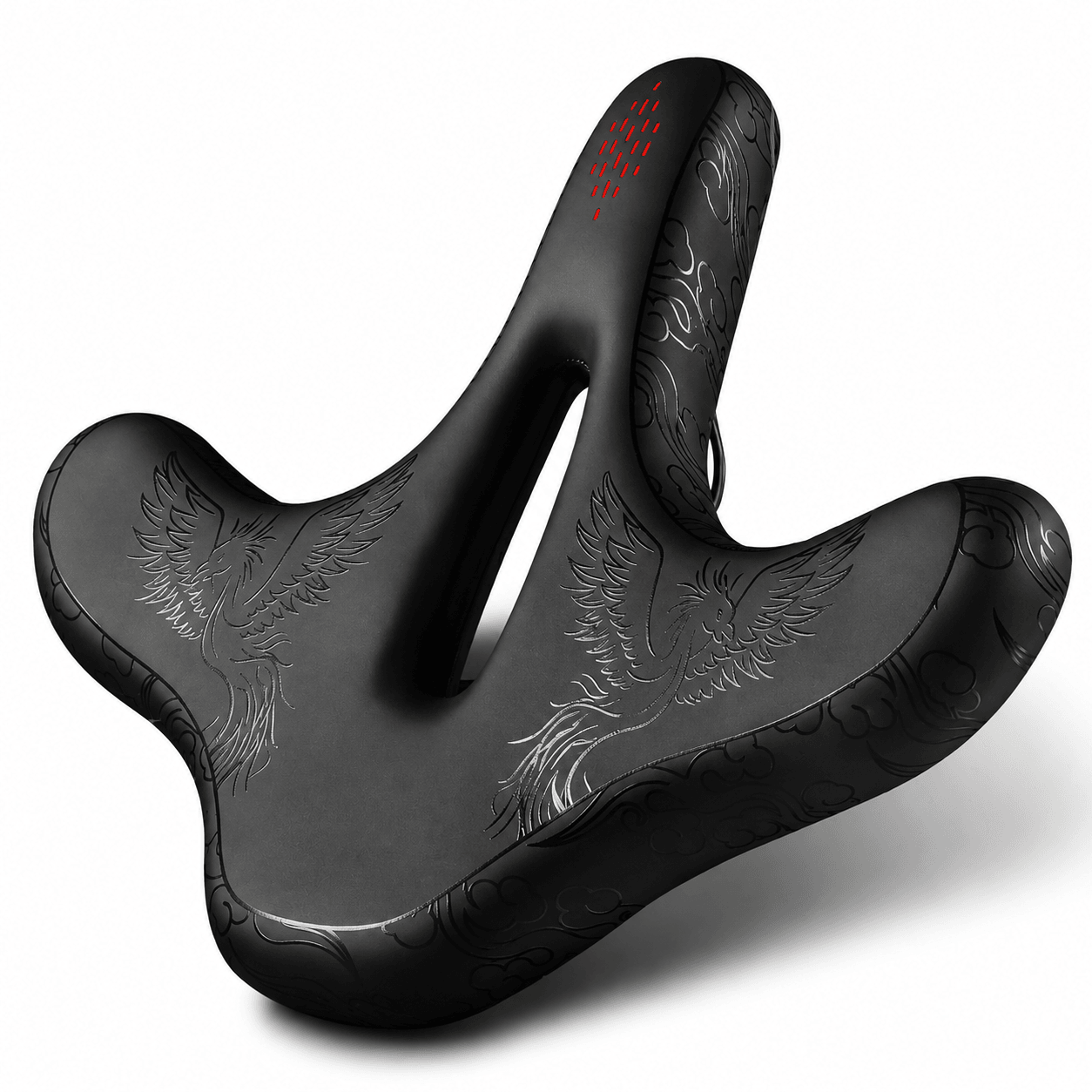 wide bicycle saddle with shock absorption and soft padded comfort