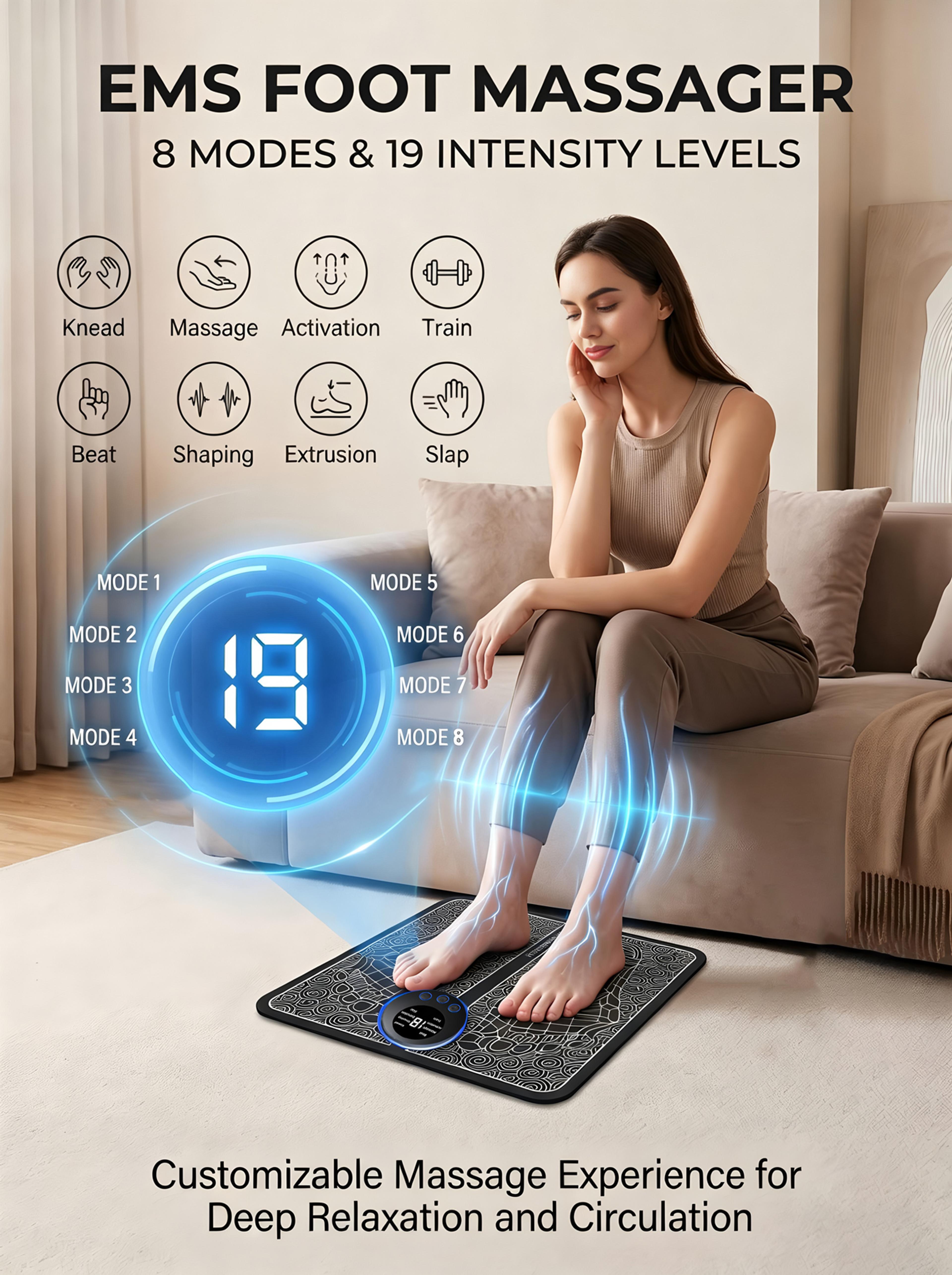 Rechargeable EMS Foot Massager Mat For Muscle Relaxation And Circulation Support 5