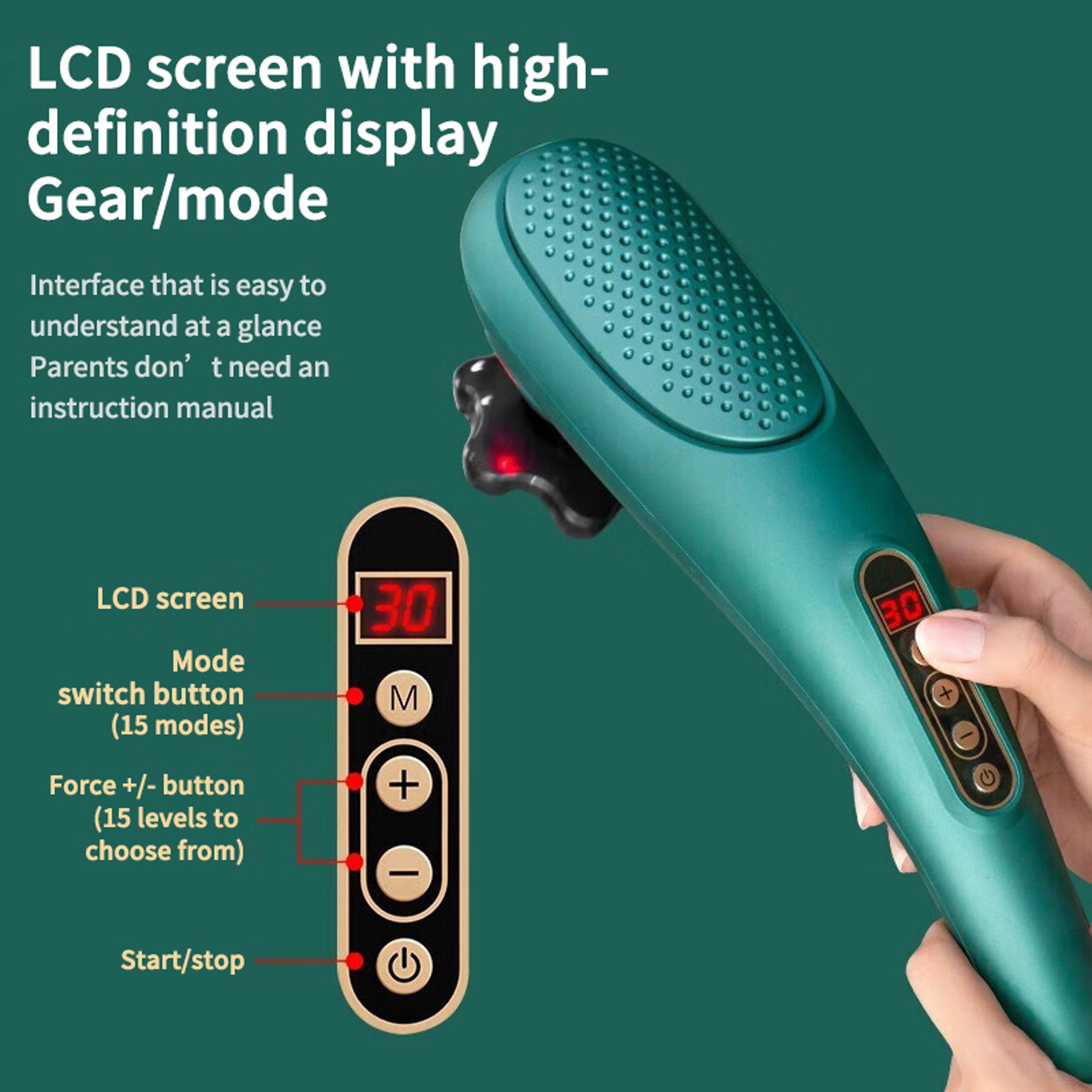 Heated Electric Massage Hammer Wireless Handheld Back Neck And Waist Massager 4