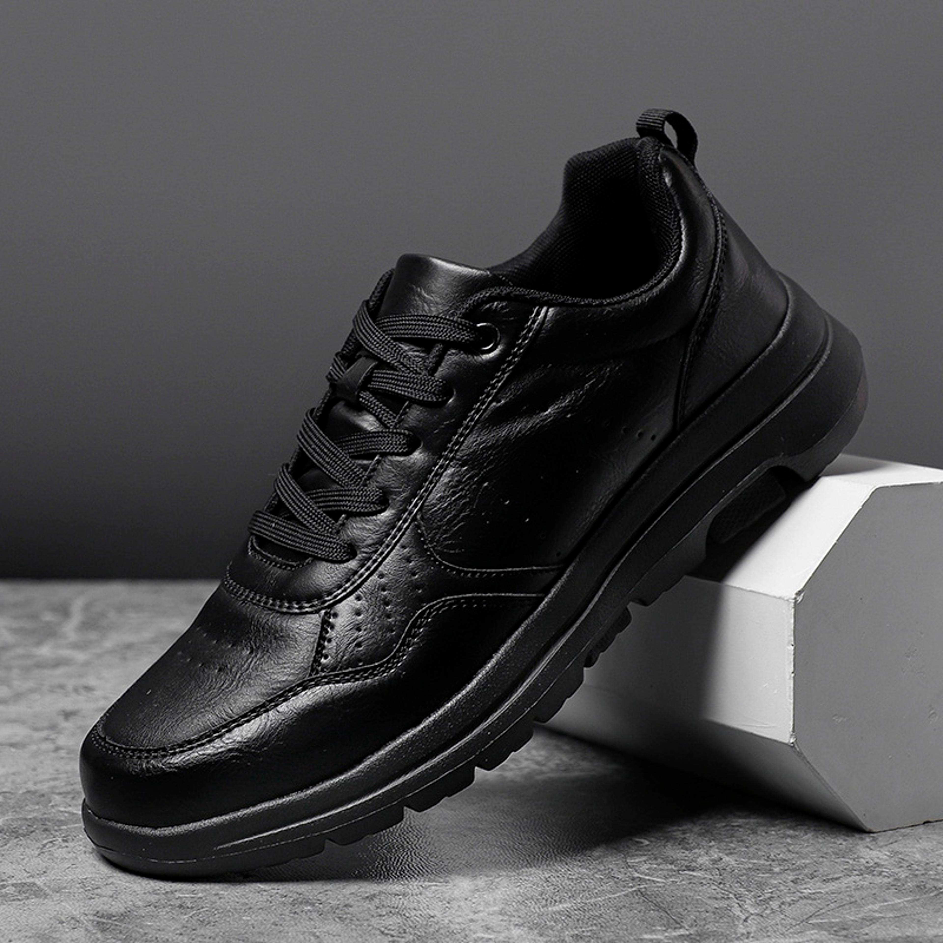 Mens Breathable Leather Casual Sneakers Non Slip Everyday Walking Shoes 6
