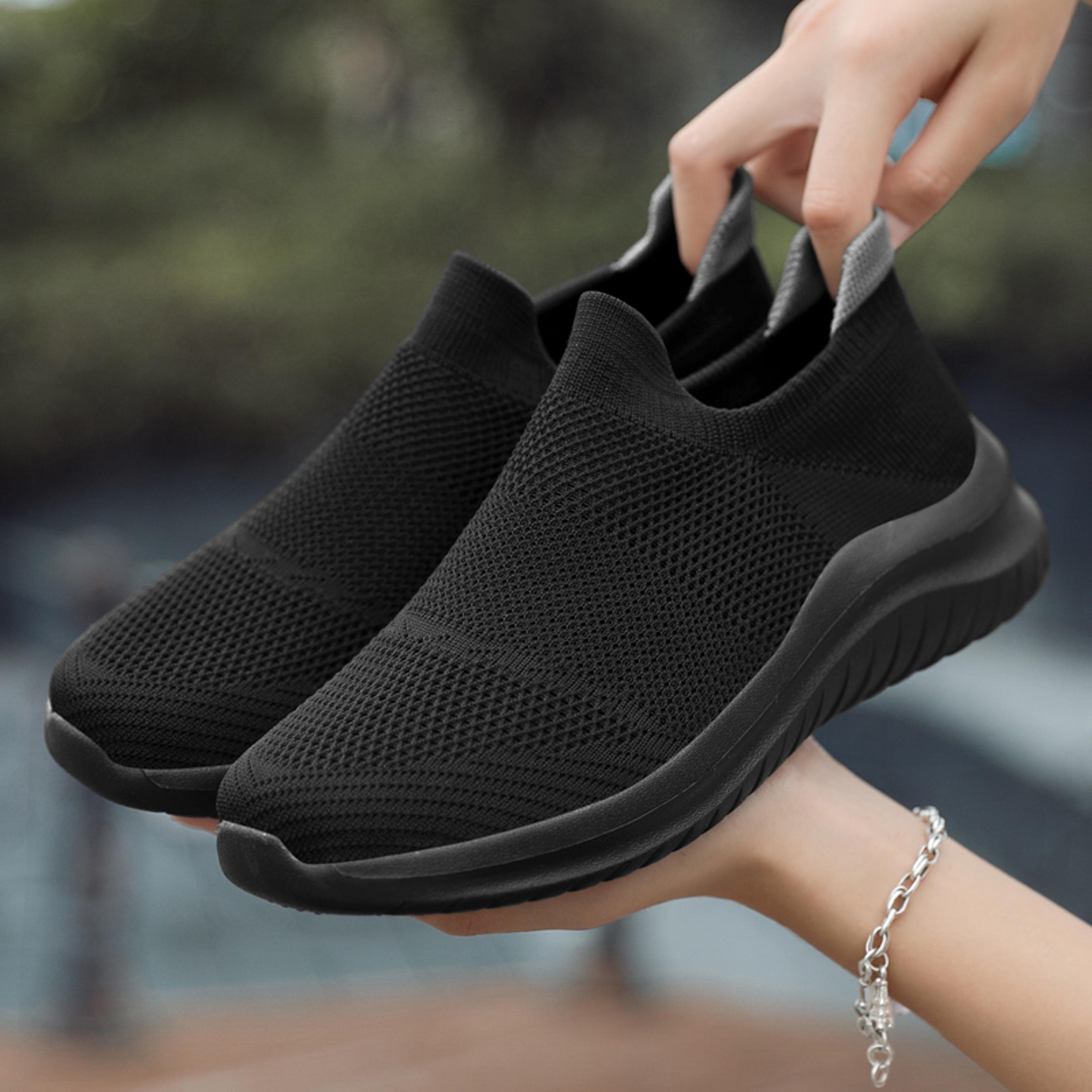 Mens Breathable Knit Running Shoes Lightweight Athletic Walking Sneakers 2
